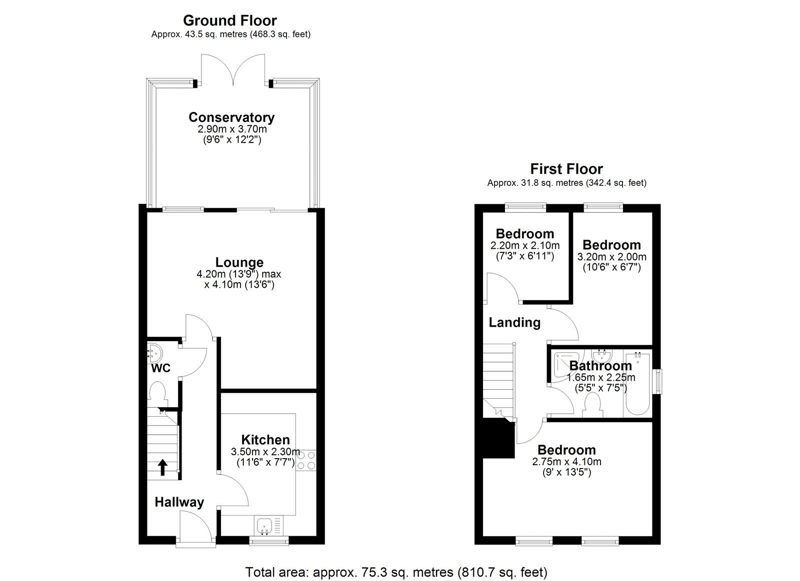 Floorplan of 3 bedroom Semi Detached House for sale, Bluebell Close, Leadgate, Durham, DH8