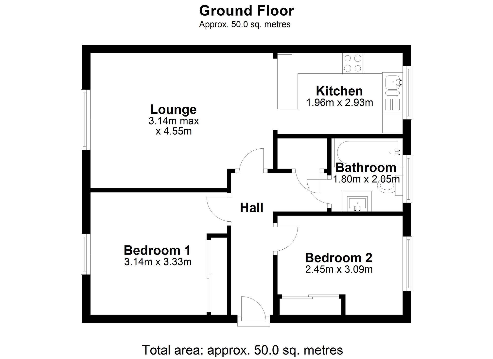 Floorplan of 2 bedroom  Flat to rent, Highfield Rise, Chester Le Street, County Durham, DH3