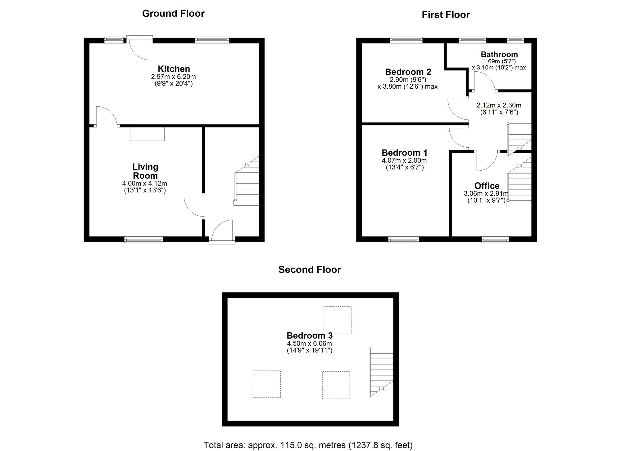 Floorplan of 3 bedroom Semi Detached House for sale, Cotswold Avenue, Chester Le Street, Durham, DH2