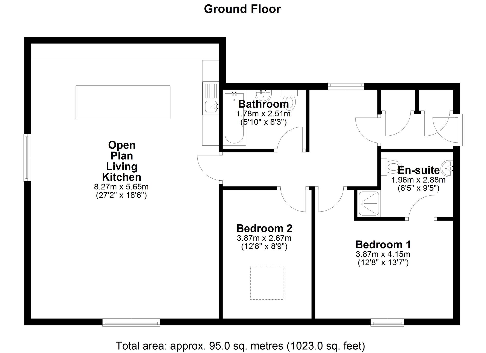 Floorplan of 2 bedroom  Flat for sale, Bowes Gate Drive, Lambton Park, Durham, DH3