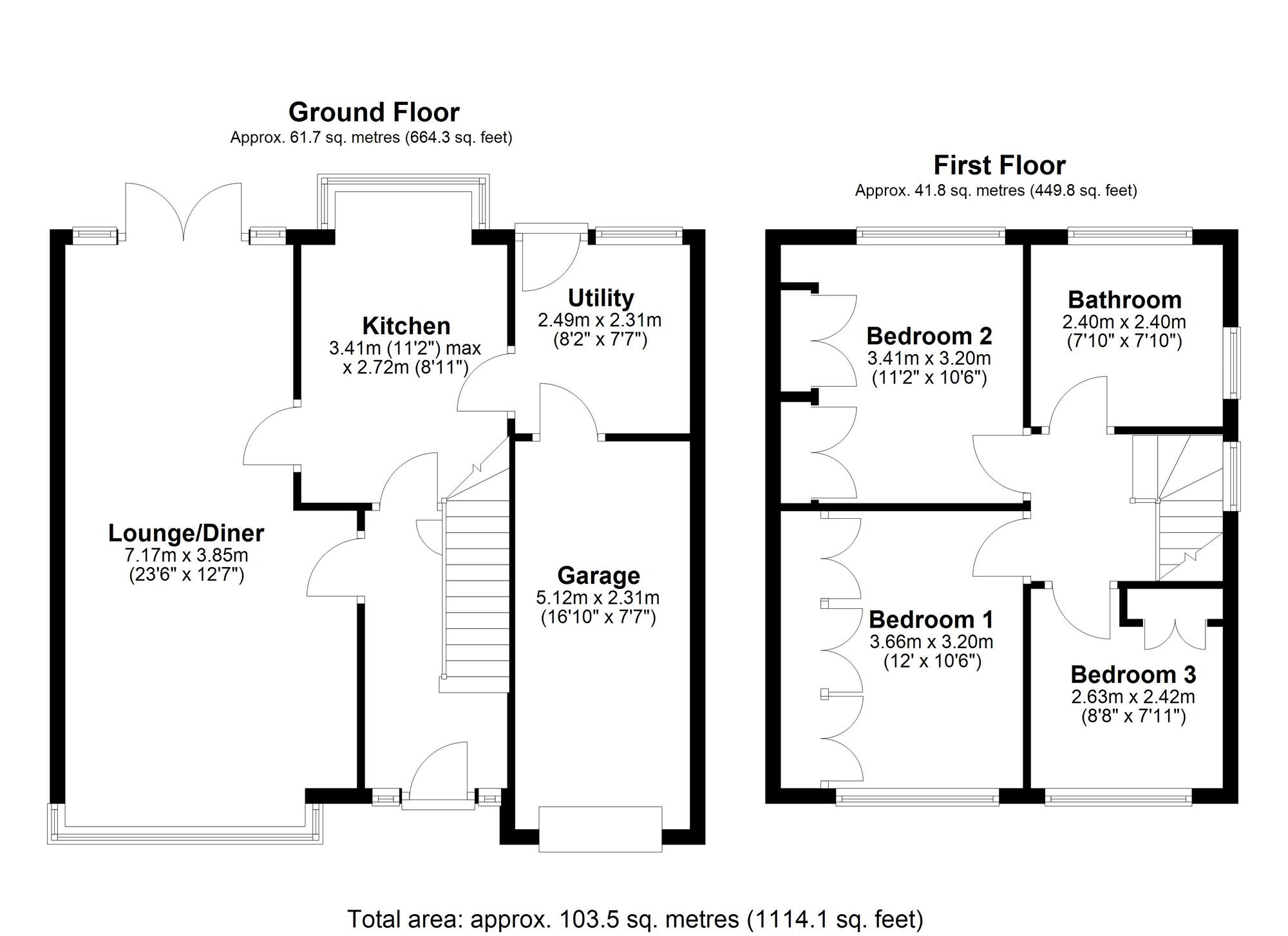 Floorplan of 3 bedroom Semi Detached House for sale, Ullswater Road, Chester Le Street, Durham, DH2