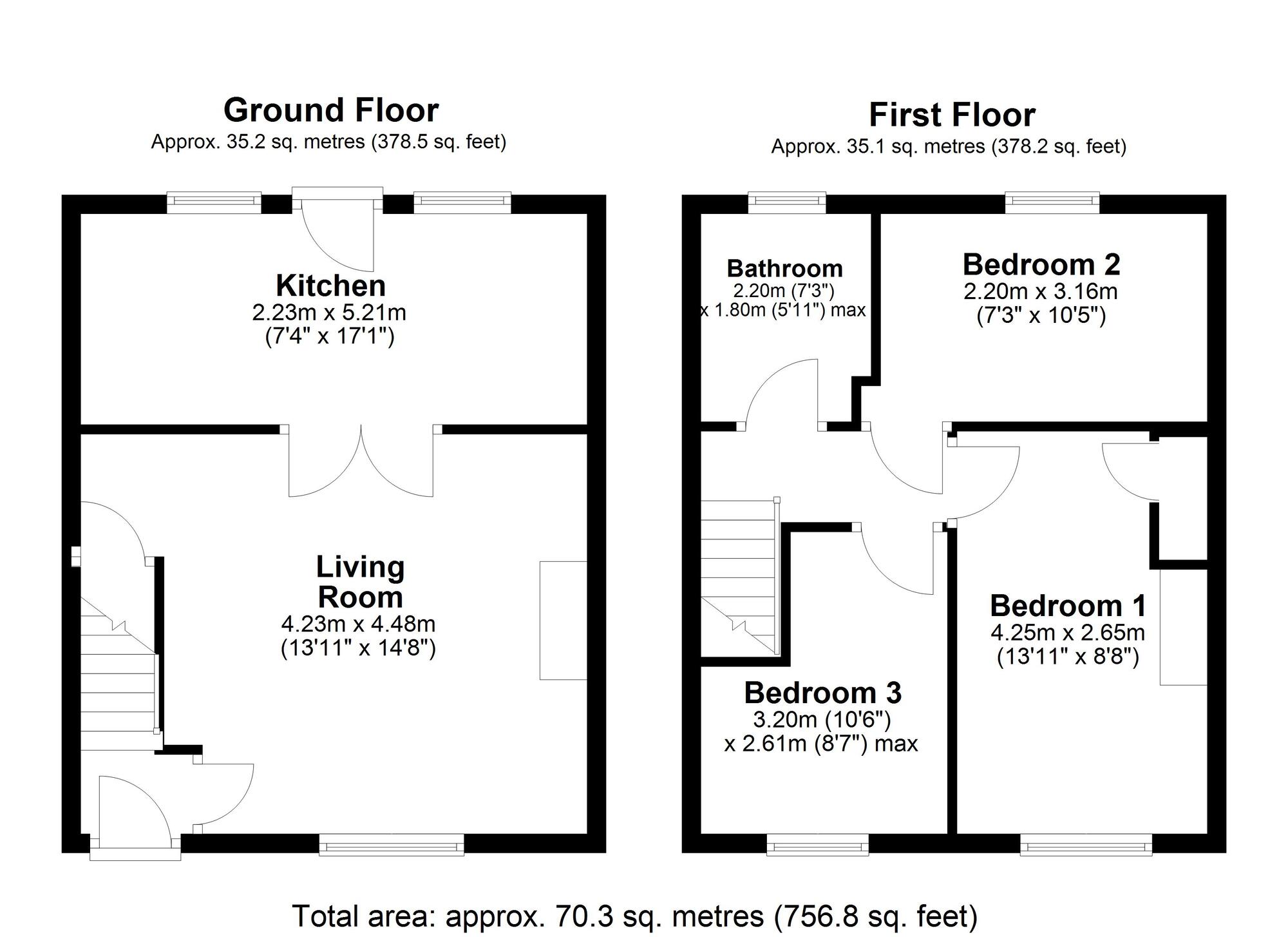 Floorplan of 3 bedroom Mid Terrace House for sale, Victor Street, Chester Le Street, County Durham, DH3