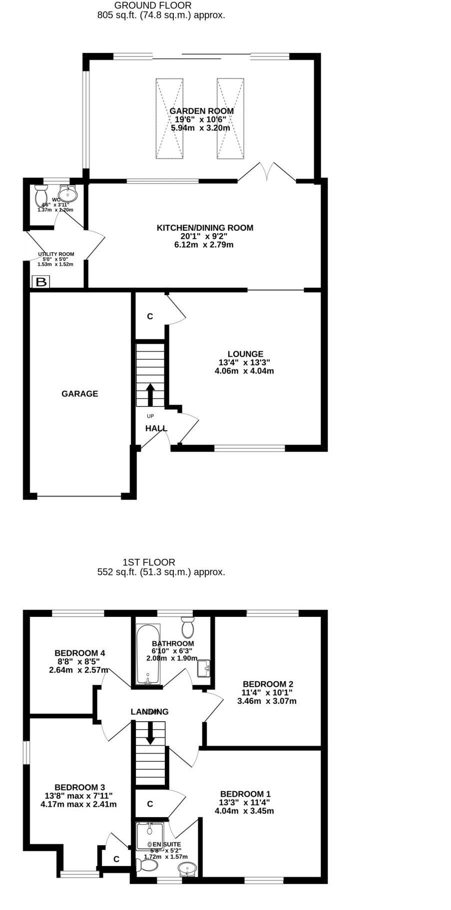 Floorplan of 4 bedroom Detached House for sale, Foxglove, Chester Le Street, Durham, DH2