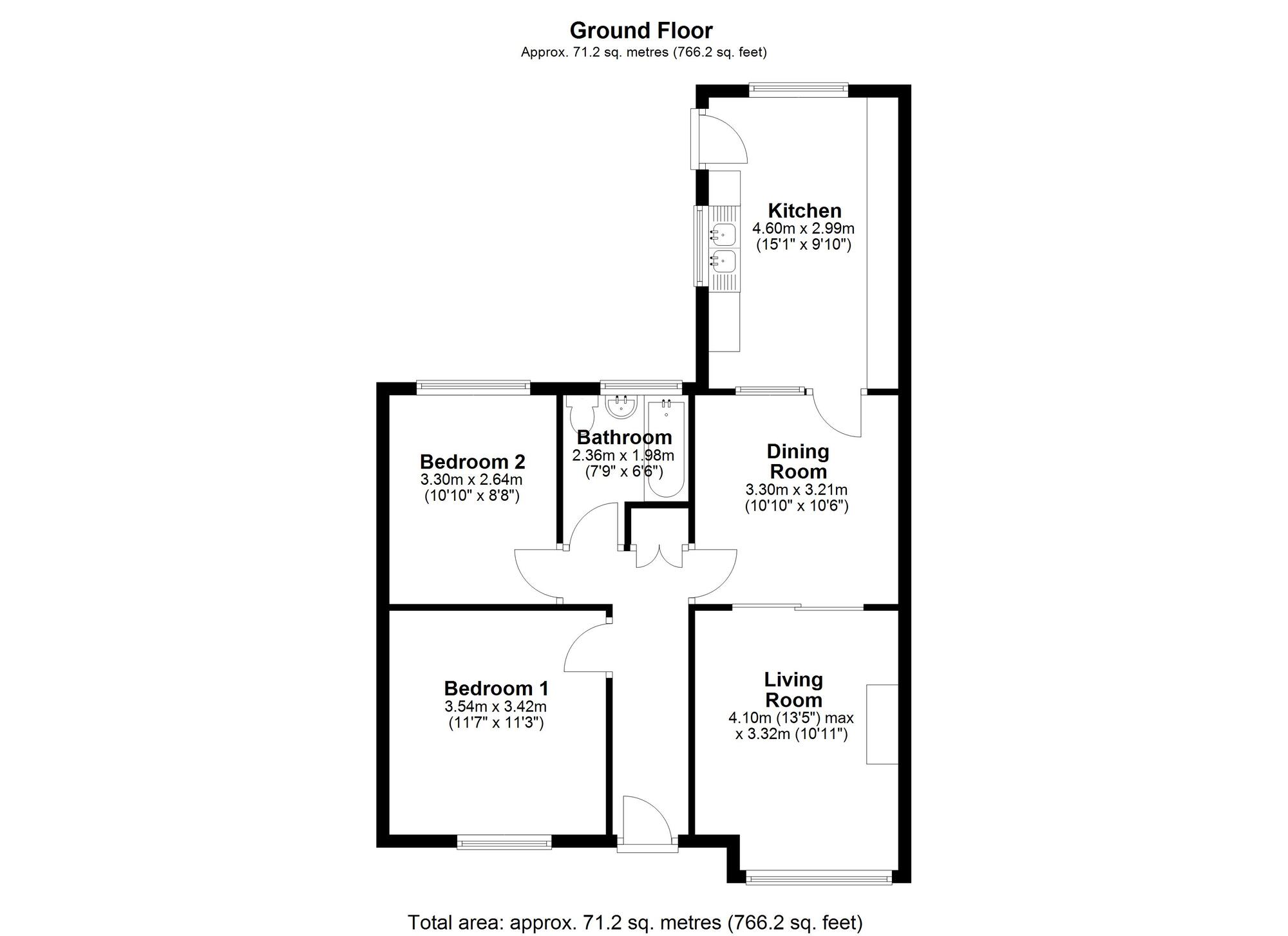 Floorplan of 2 bedroom Semi Detached Bungalow for sale, Leander Avenue, Chester Le Street, Durham, DH3