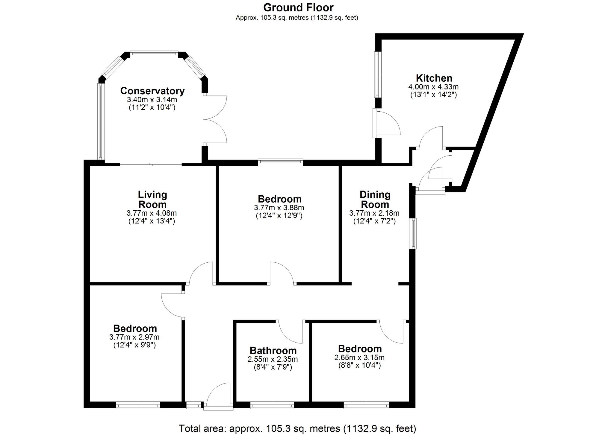 Floorplan of 3 bedroom Detached Bungalow for sale, Arcadia Avenue, Chester Le Street, Durham, DH3