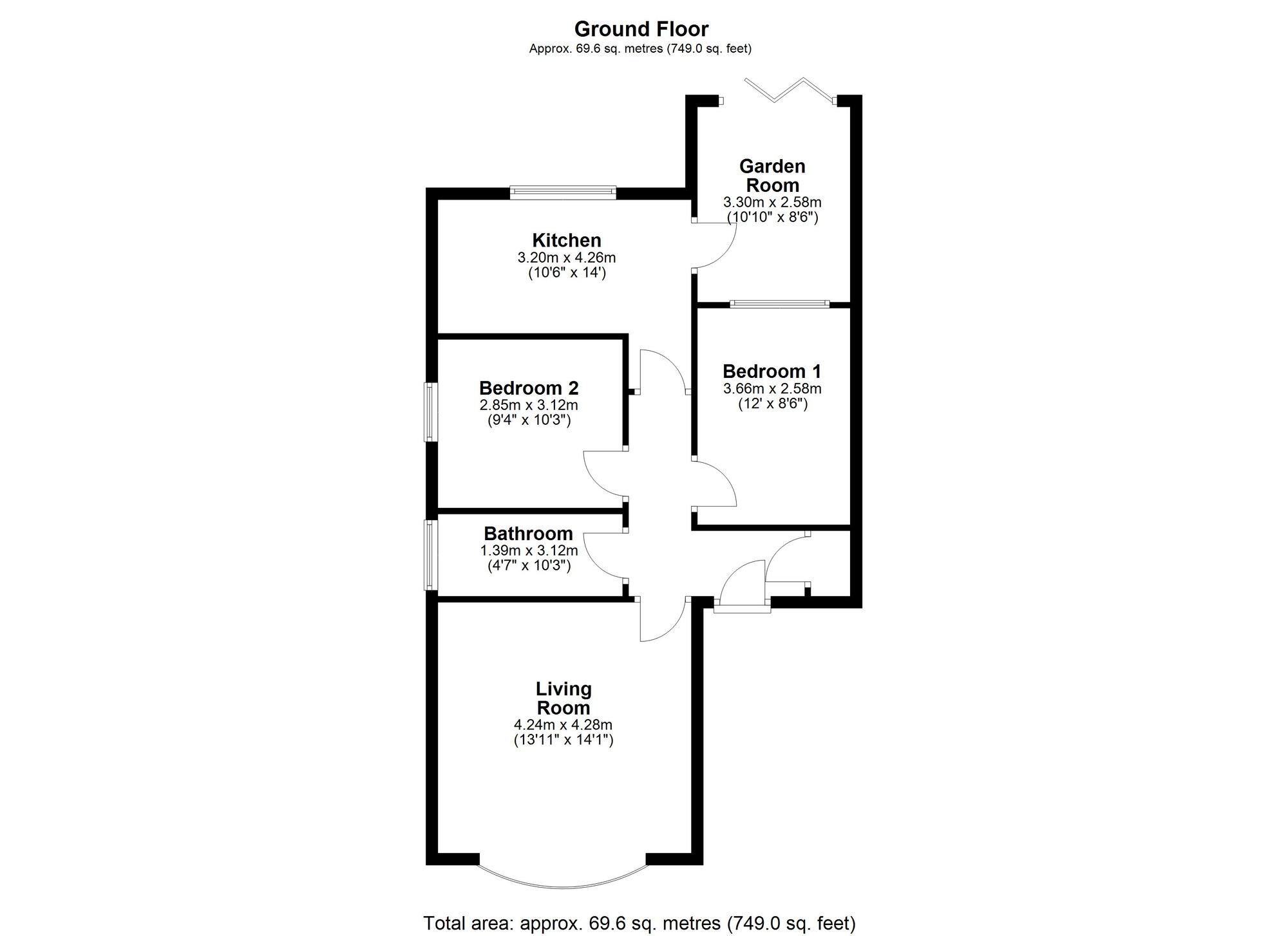 Floorplan of 2 bedroom Semi Detached Bungalow for sale, Dene Court, Birtley, Tyne and Wear, DH3