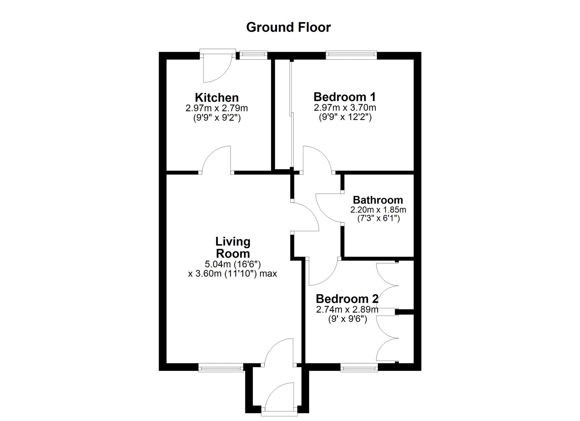 Floorplan of 2 bedroom Mid Terrace Bungalow for sale, Lumley Close, Chester Le Street, Durham, DH2