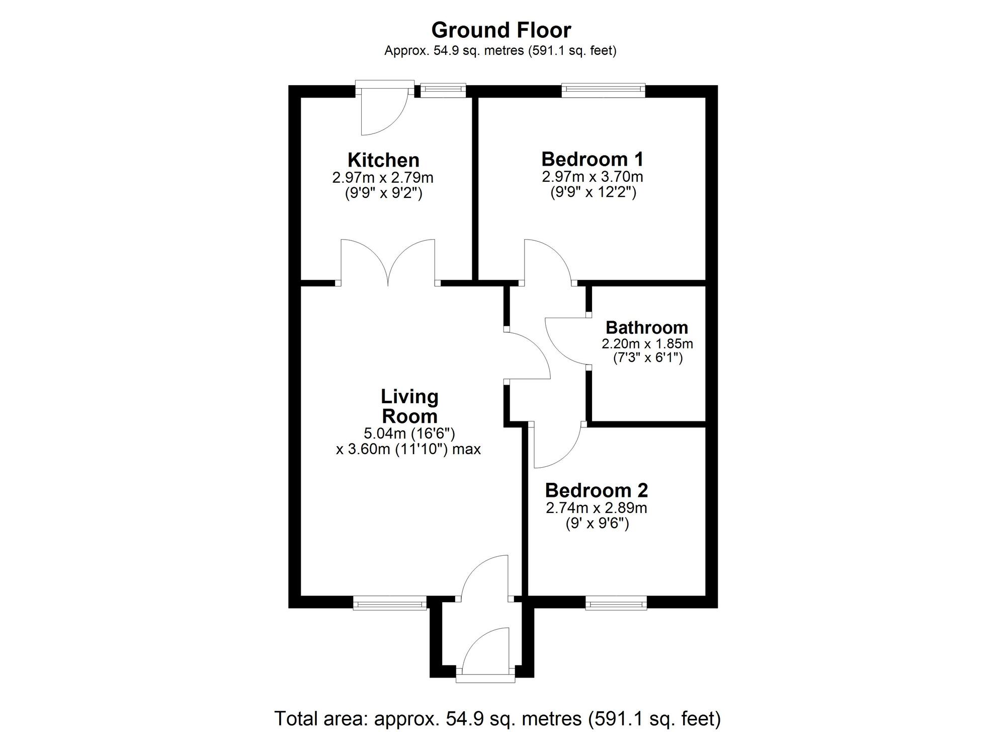 Floorplan of 2 bedroom Mid Terrace Bungalow for sale, Lumley Close, Chester Le Street, Durham, DH2