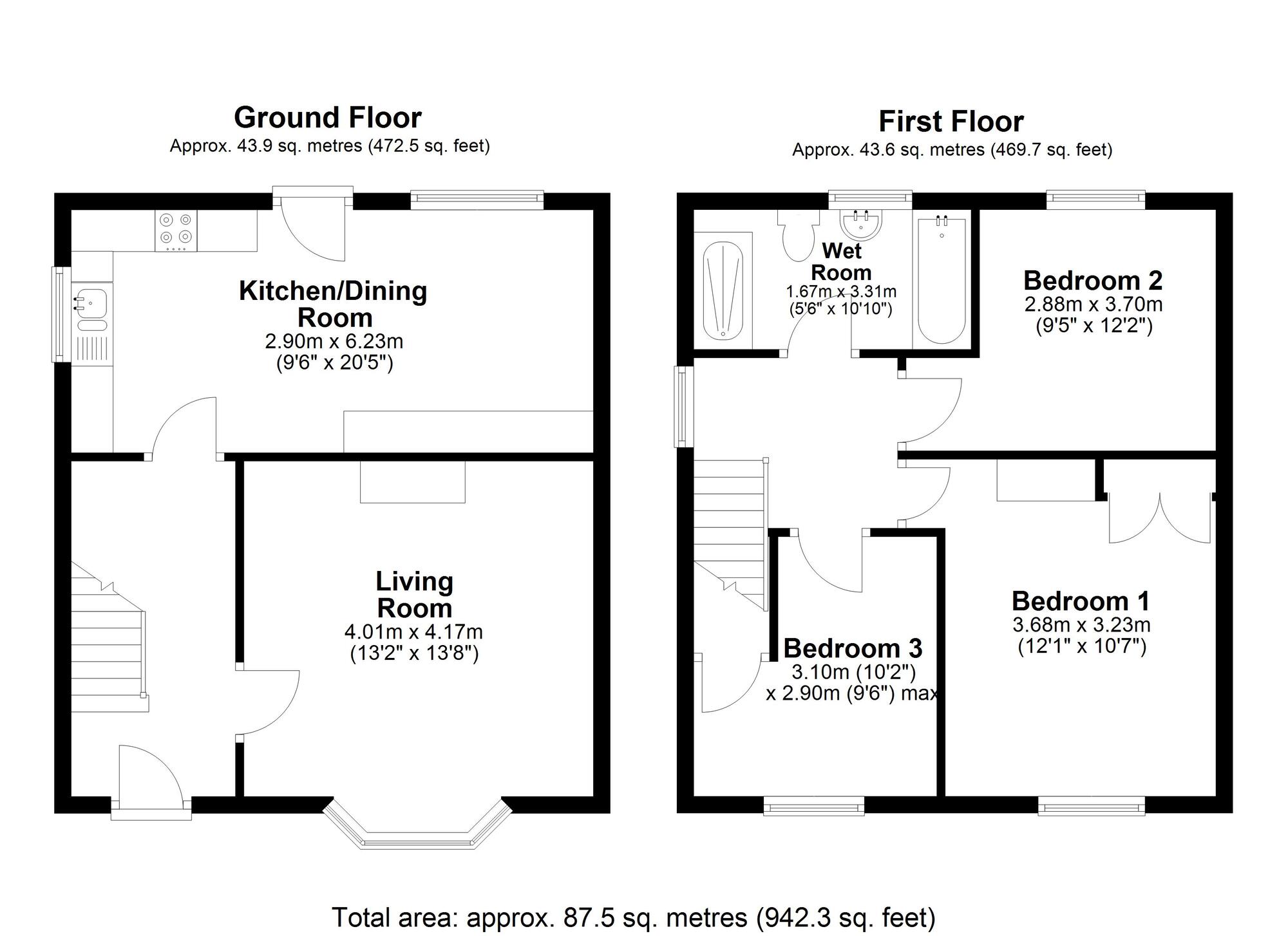 Floorplan of 3 bedroom End Terrace House for sale, Hambledon Avenue, Chester Le Street, Durham, DH2