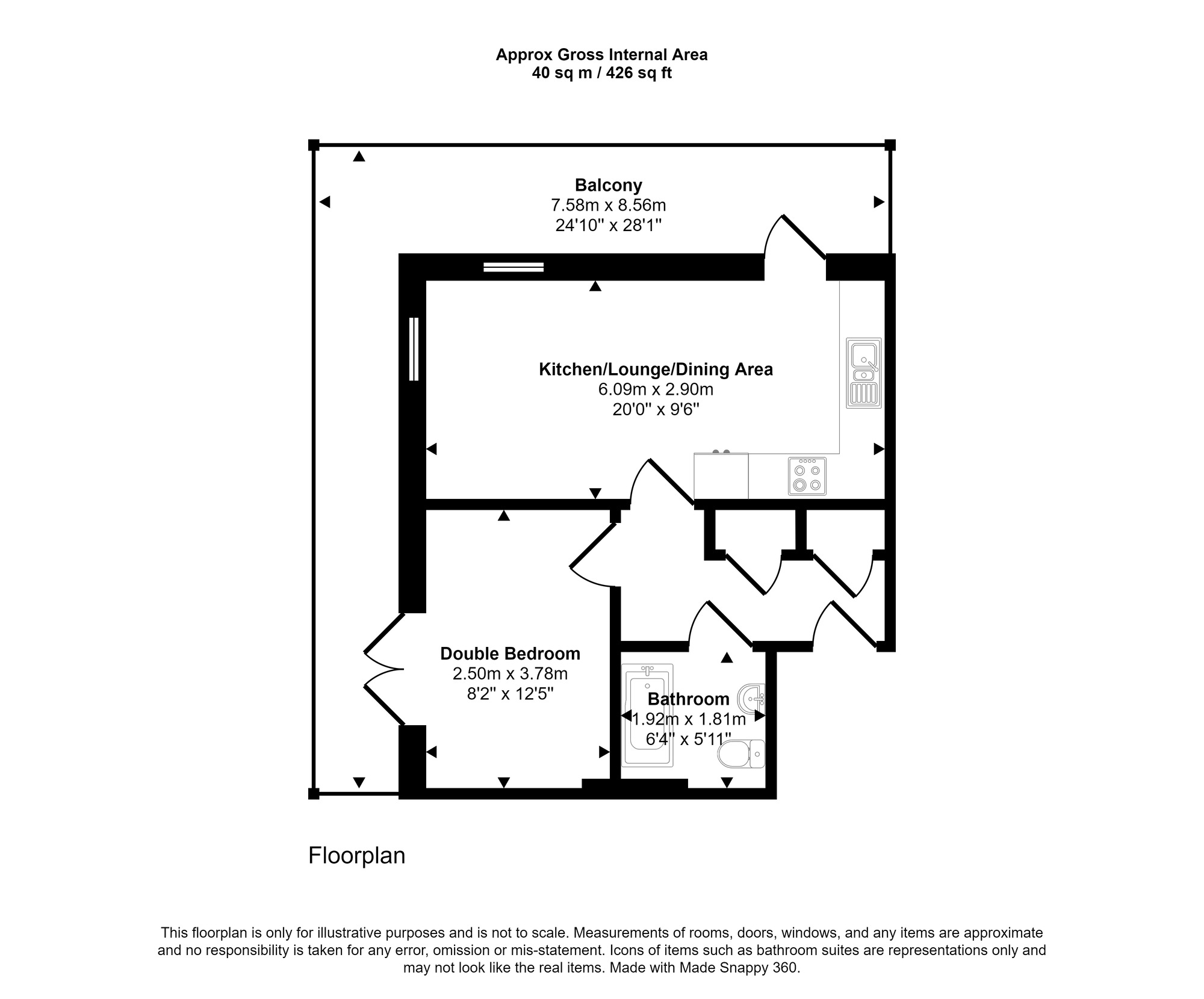 Floorplan of 1 bedroom  Flat for sale, William Wailes Walk, Gateshead, Tyne and Wear, NE9