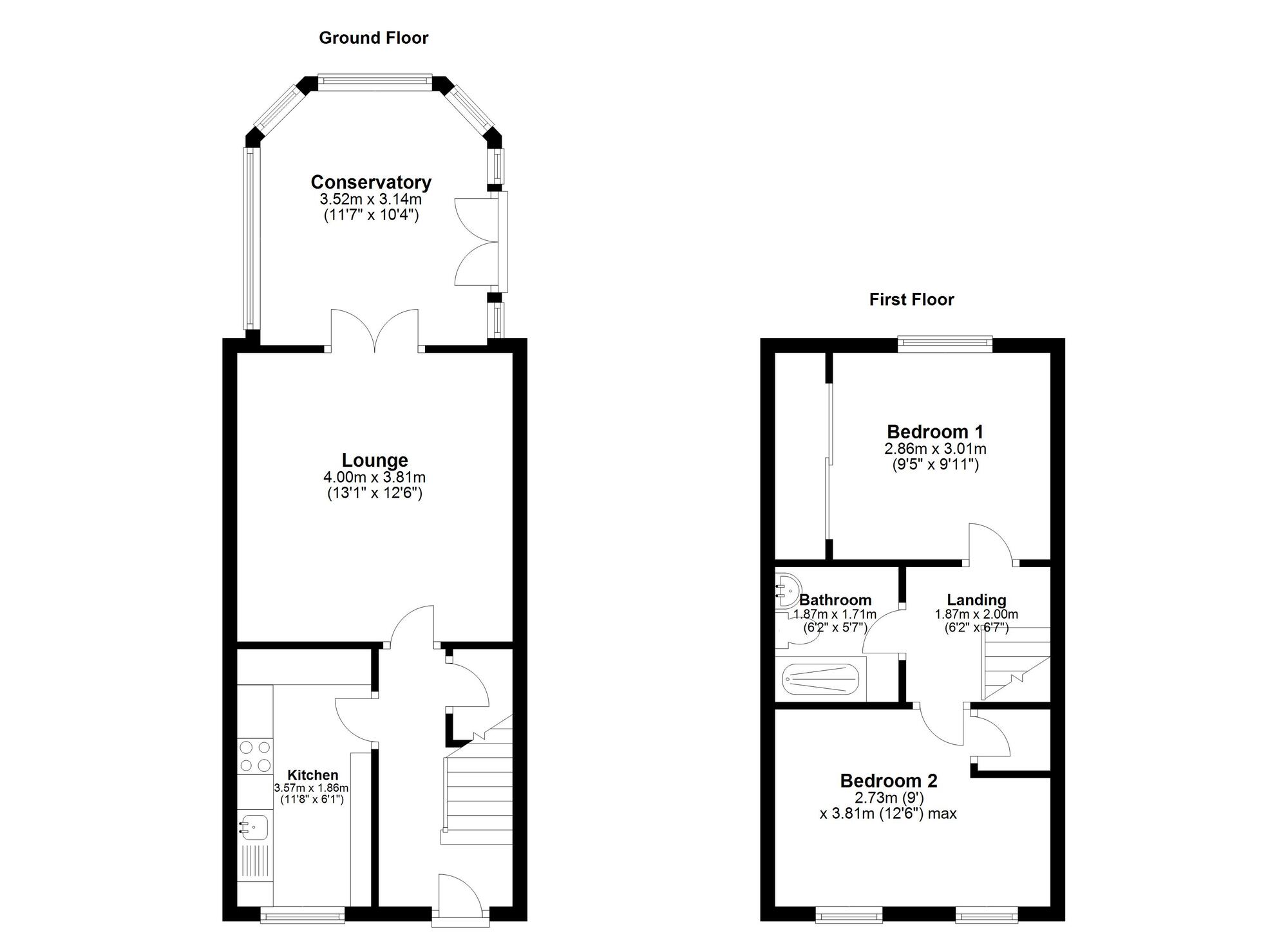 Floorplan of 2 bedroom Semi Detached House for sale, Elmwood, Chester Le Street, Durham, DH2