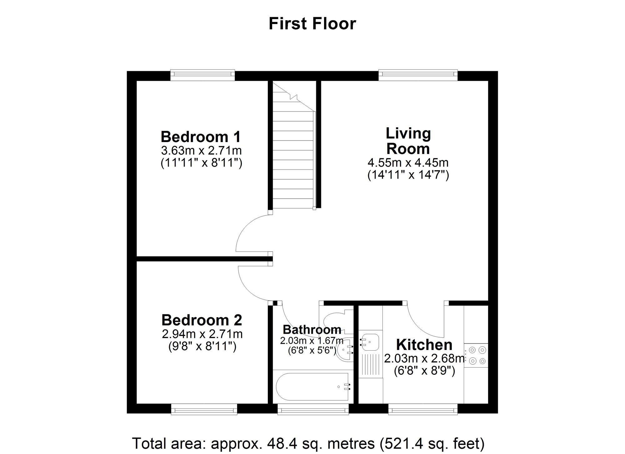 Floorplan of 2 bedroom  Flat for sale, Lilac Grove, Chester Le Street, Durham, DH2