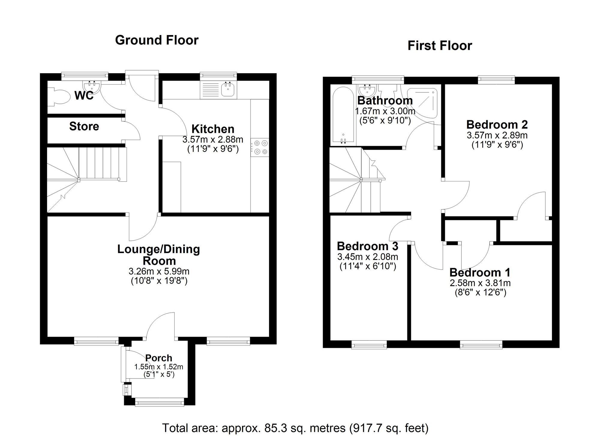 Floorplan of 3 bedroom End Terrace House for sale, Cragside, Chester Le Street, Durham, DH2