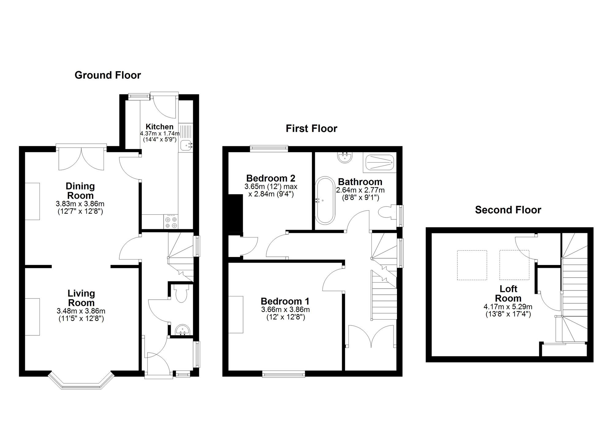 Floorplan of 2 bedroom Semi Detached House for sale, Holmlands Park, Chester Le Street, Durham, DH3