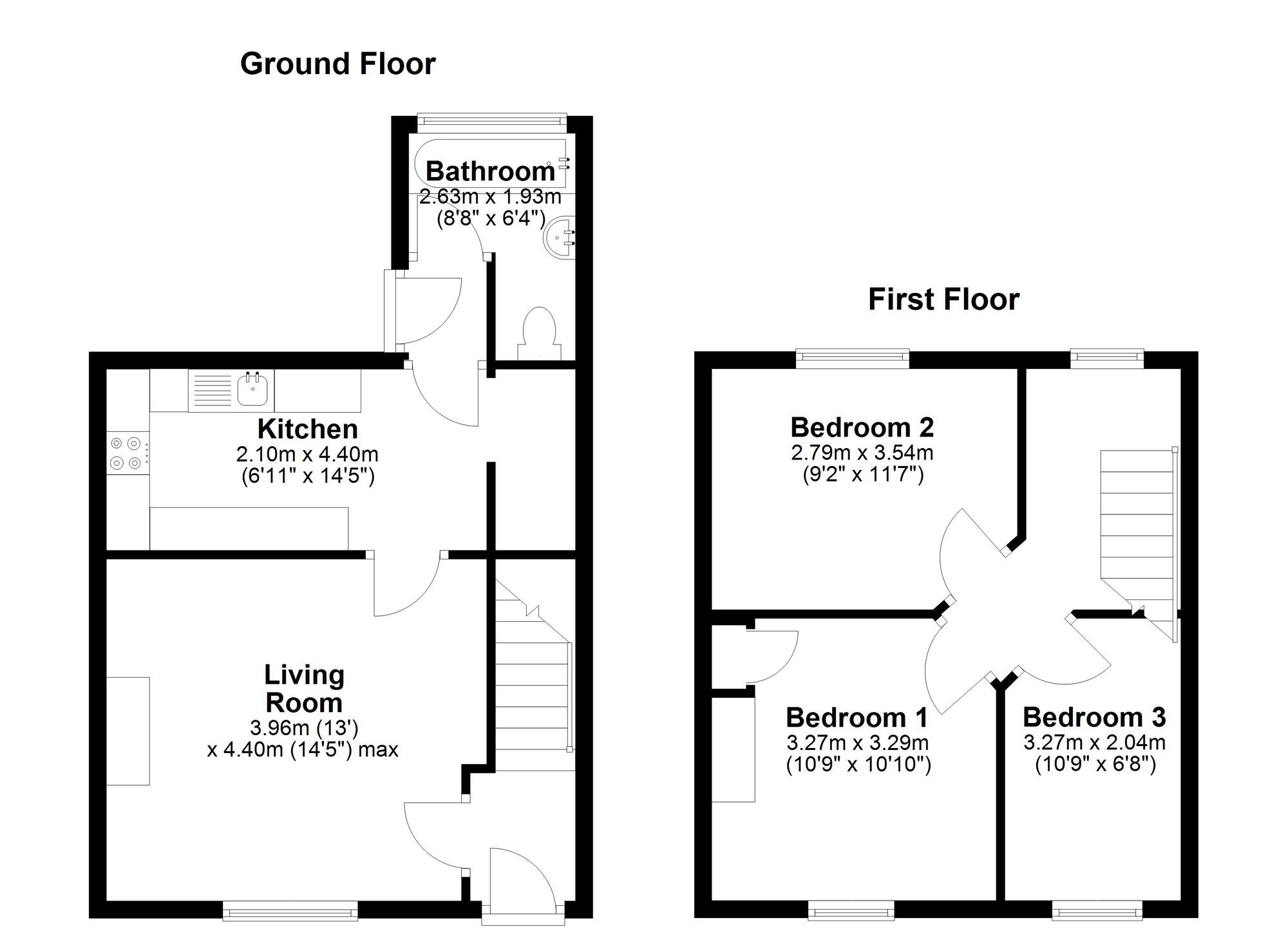 Floorplan of 3 bedroom End Terrace House for sale, Pelaw Square, Chester Le Street, Durham, DH2