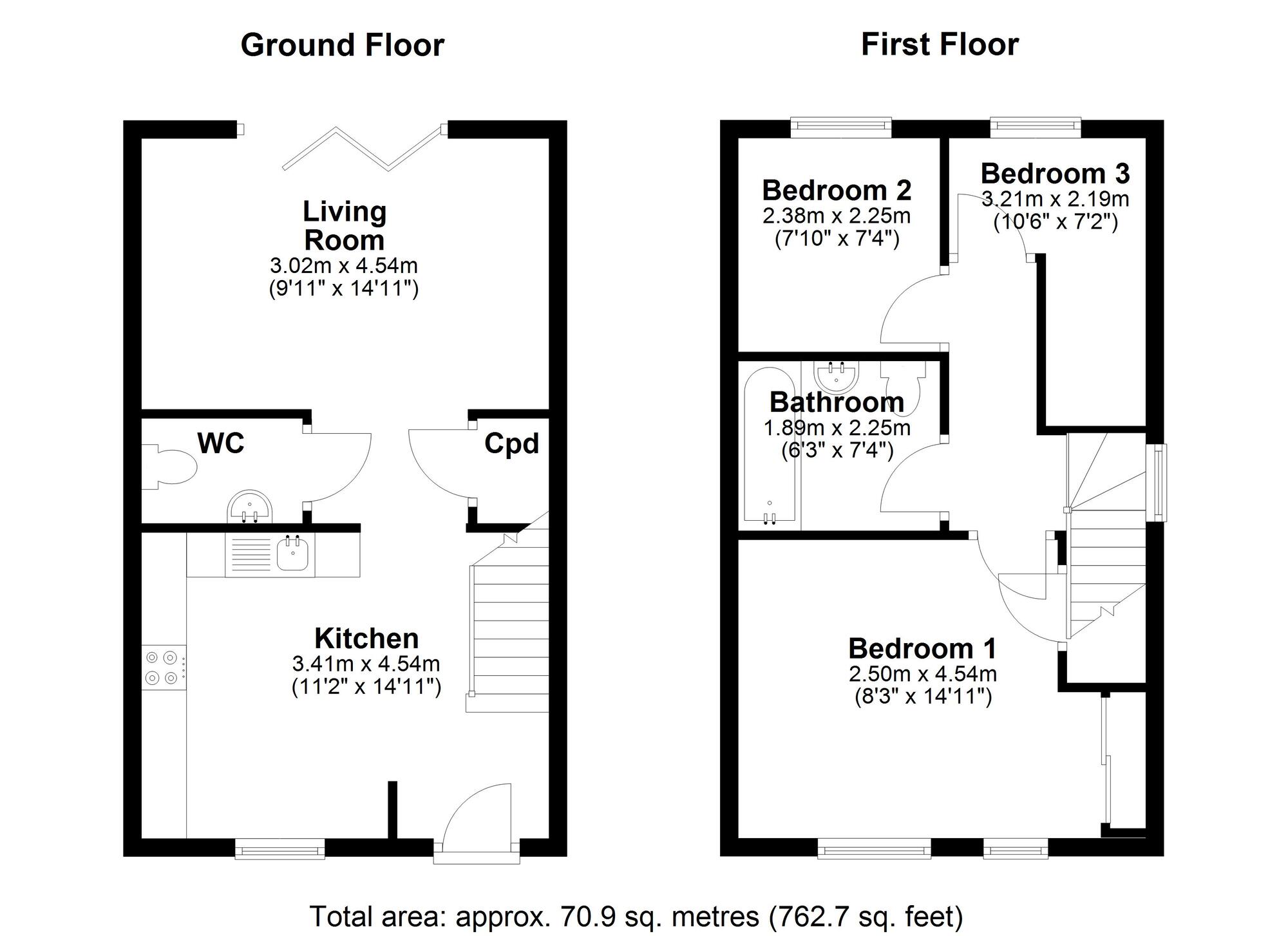 Floorplan of 3 bedroom Semi Detached House for sale, Hylands Close, Chester Le Street, Durham, DH3