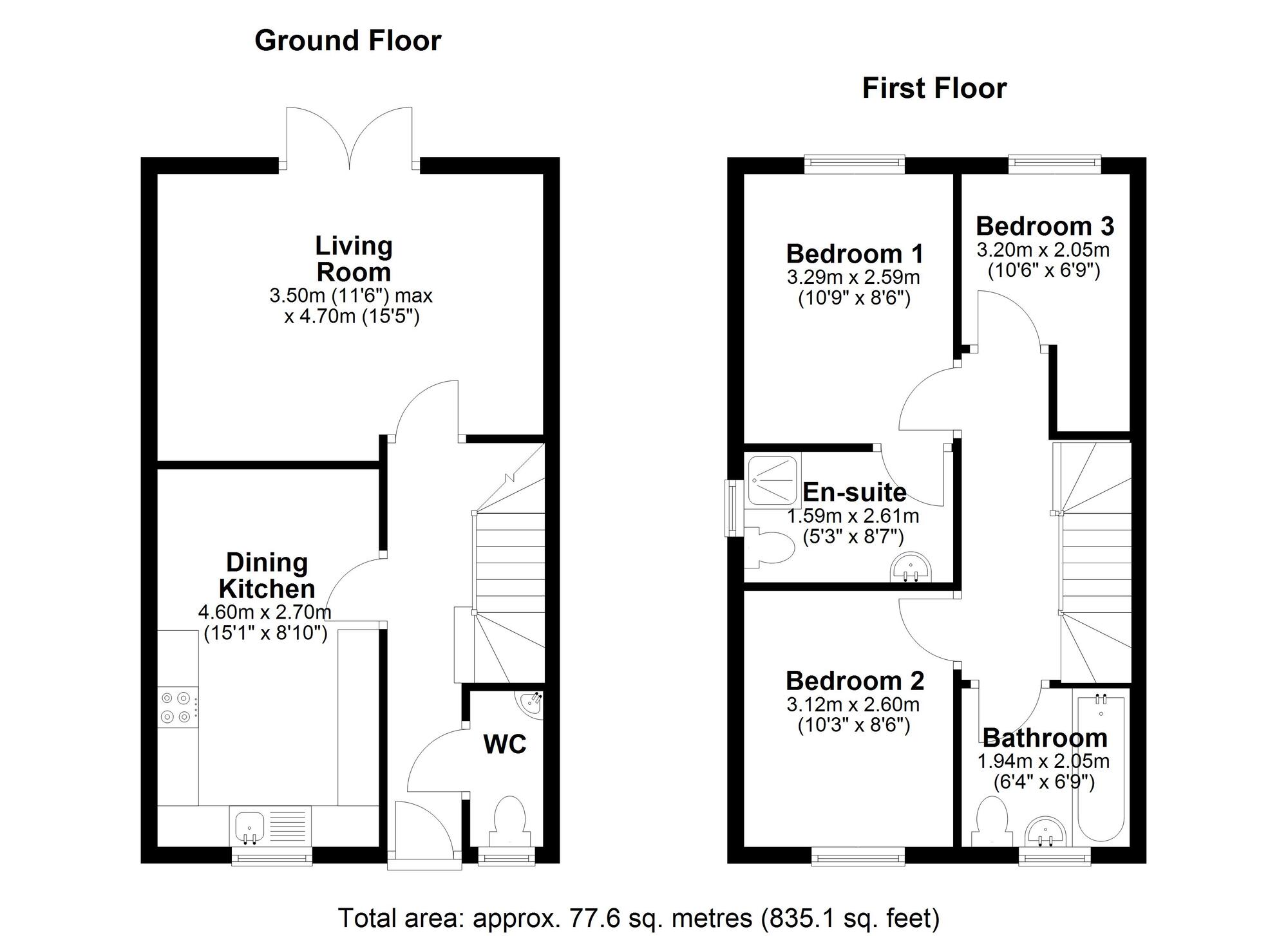 Floorplan of 3 bedroom Semi Detached House for sale, Belsay Close, Chester Le Street, Durham, DH2