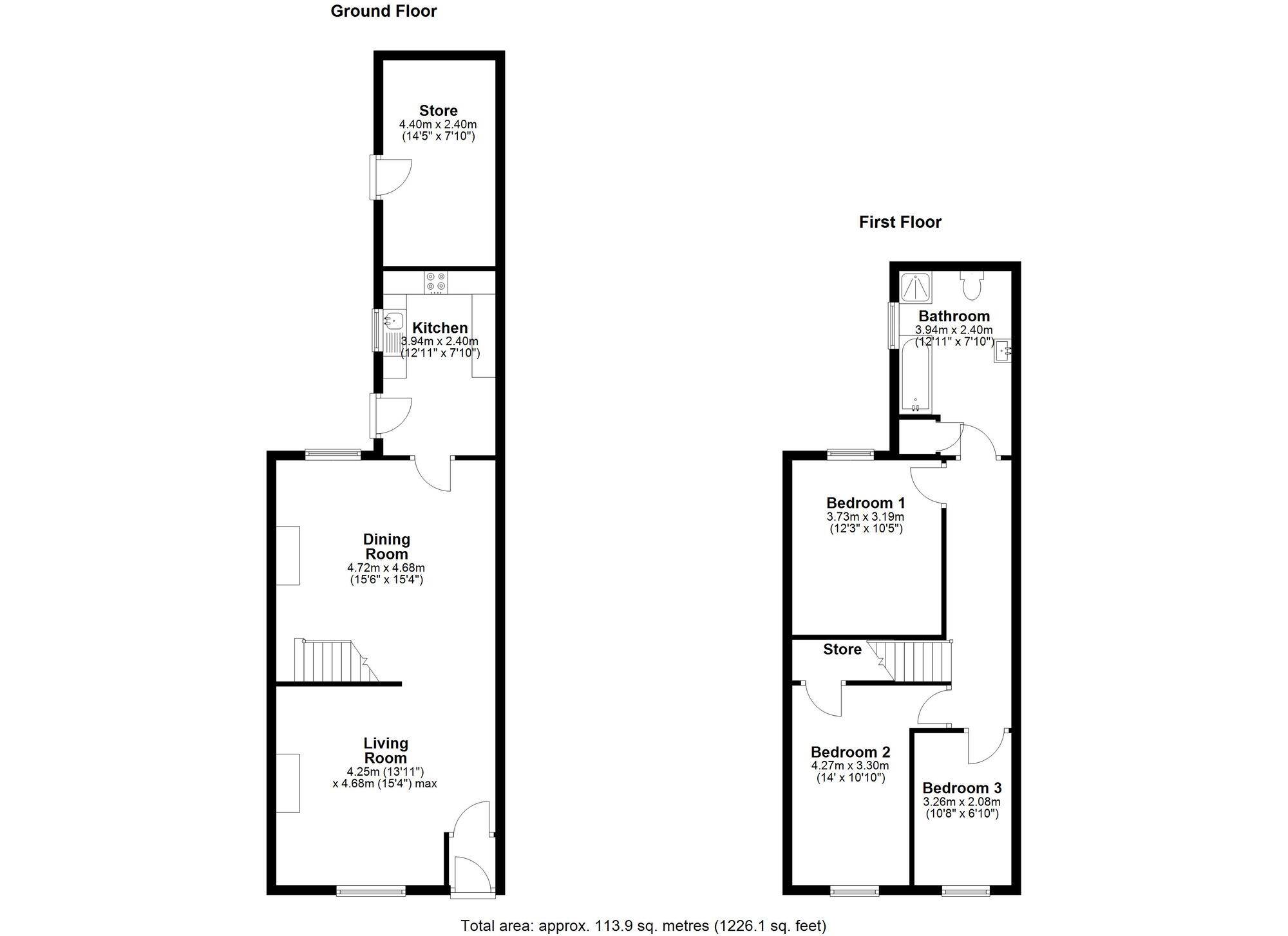 Floorplan of 3 bedroom End Terrace House for sale, Woodstone Terrace, Houghton Le Spring, Durham, DH4