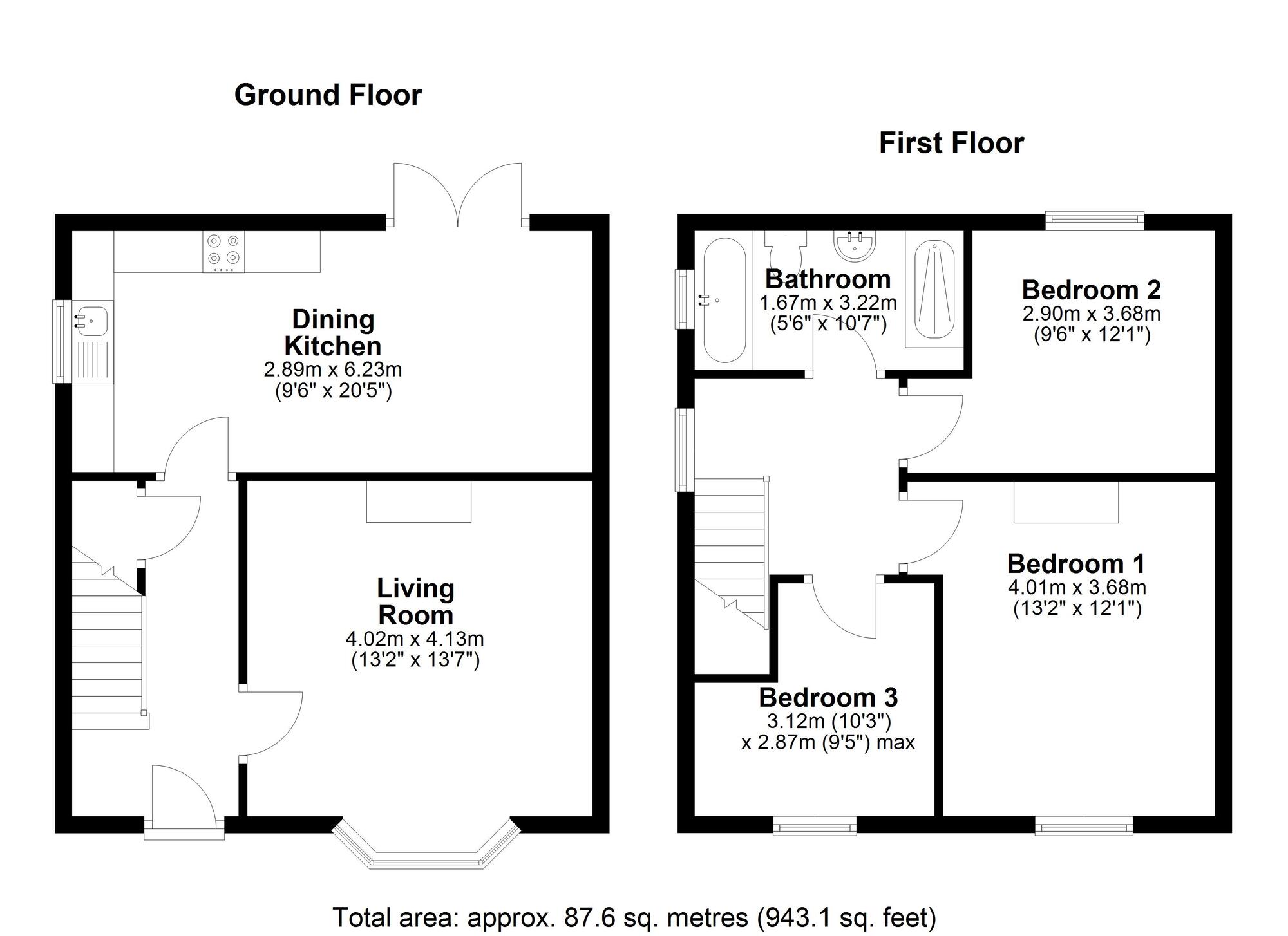 Floorplan of 3 bedroom Semi Detached House for sale, York Terrace, Chester Le Street, Durham, DH3