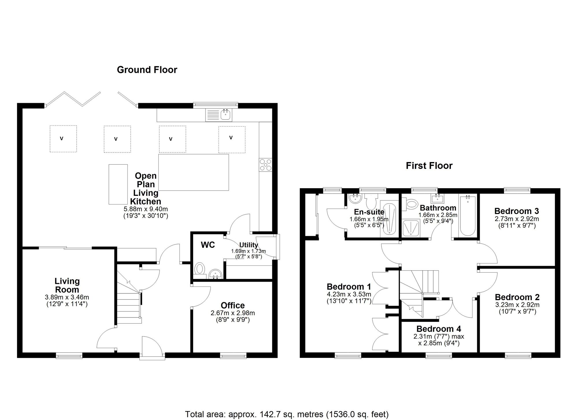 Floorplan of 4 bedroom Detached House for sale, Orchard Grove, Kip Hill, Durham, DH9