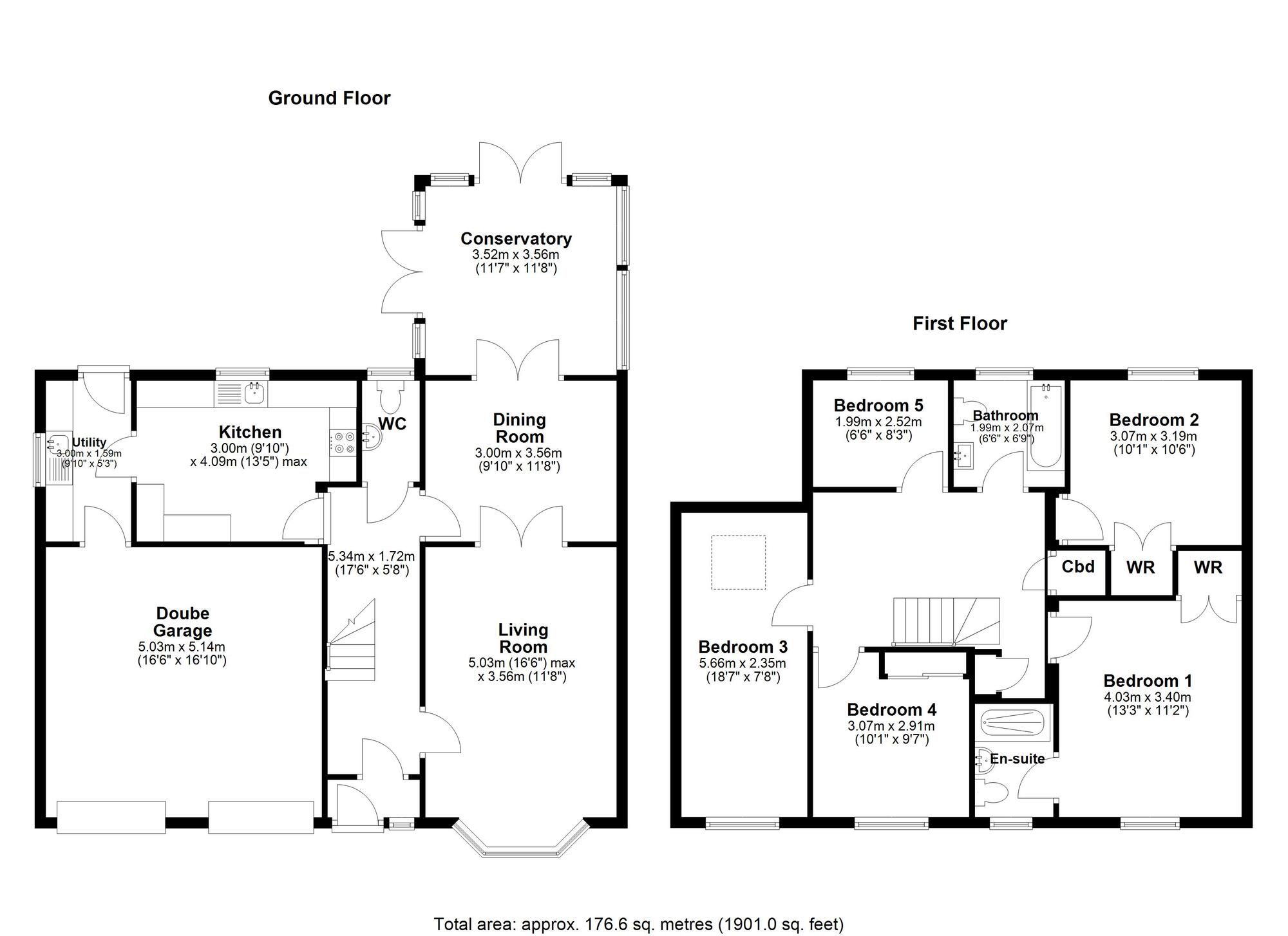 Floorplan of 5 bedroom Detached House for sale, Highfield Rise, Chester Le Street, DH3