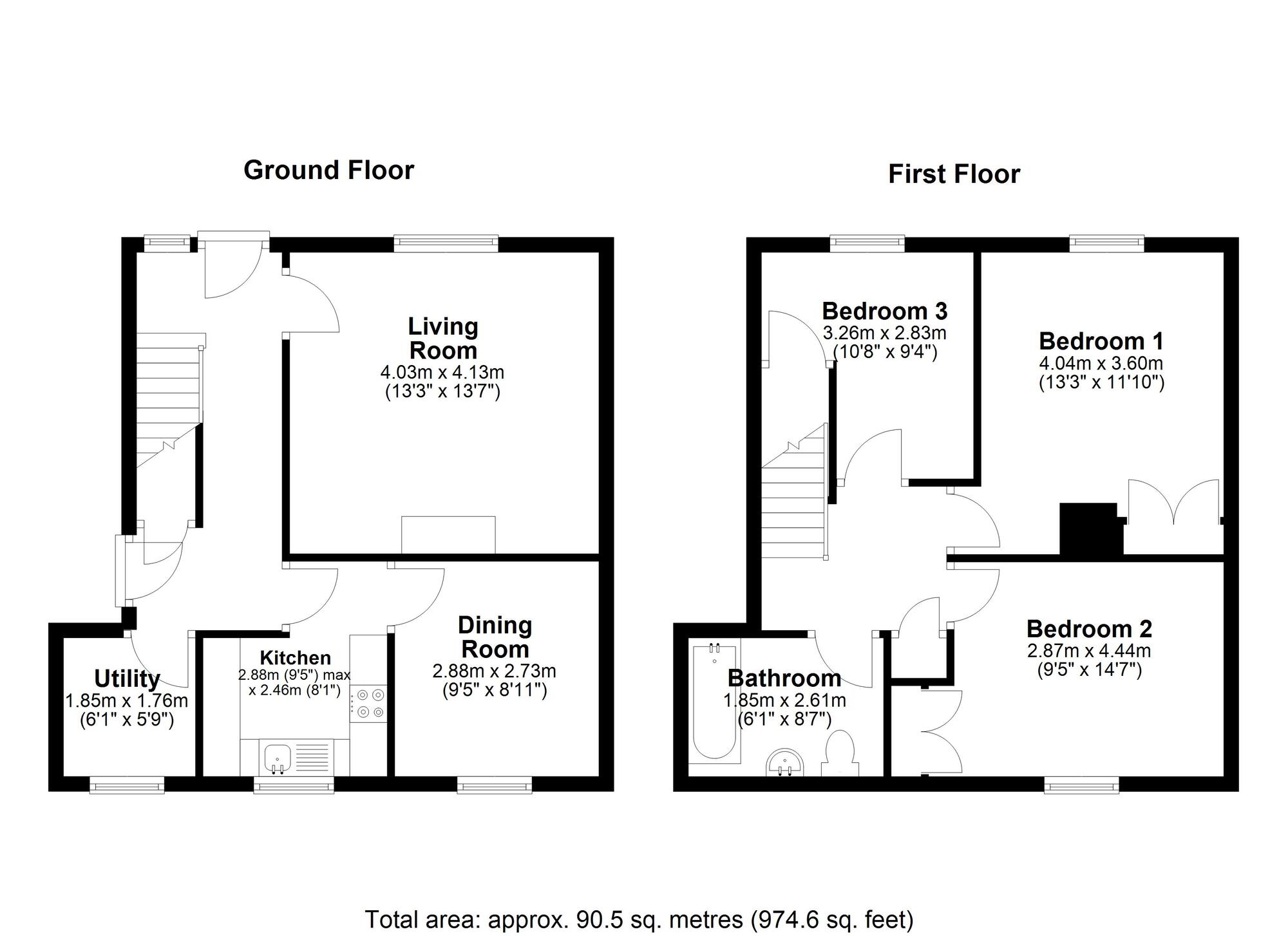 Floorplan of 3 bedroom Semi Detached House for sale, Miller Gardens, Pelton Fell, Durham, DH2