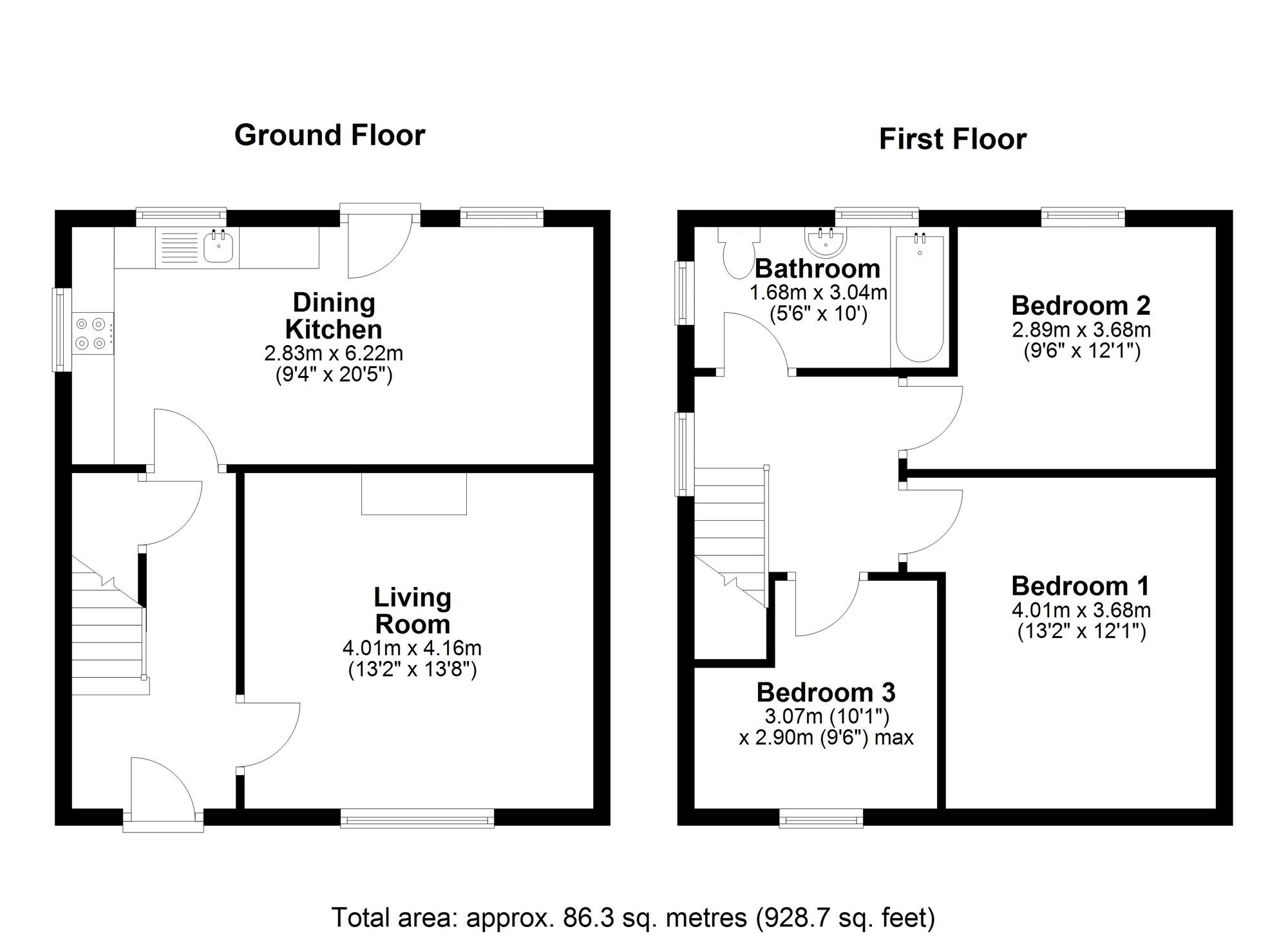 Floorplan of 3 bedroom Semi Detached House for sale, Ferndene Avenue, Pelton Fell, Durham, DH2