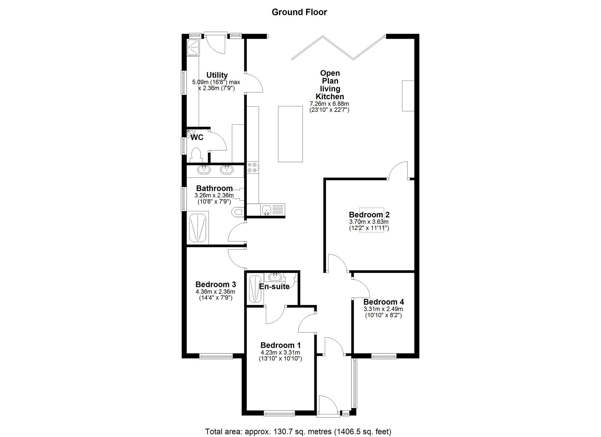 Floorplan of 4 bedroom Semi Detached Bungalow for sale, Norwich Close, Great Lumley, Durham, DH3