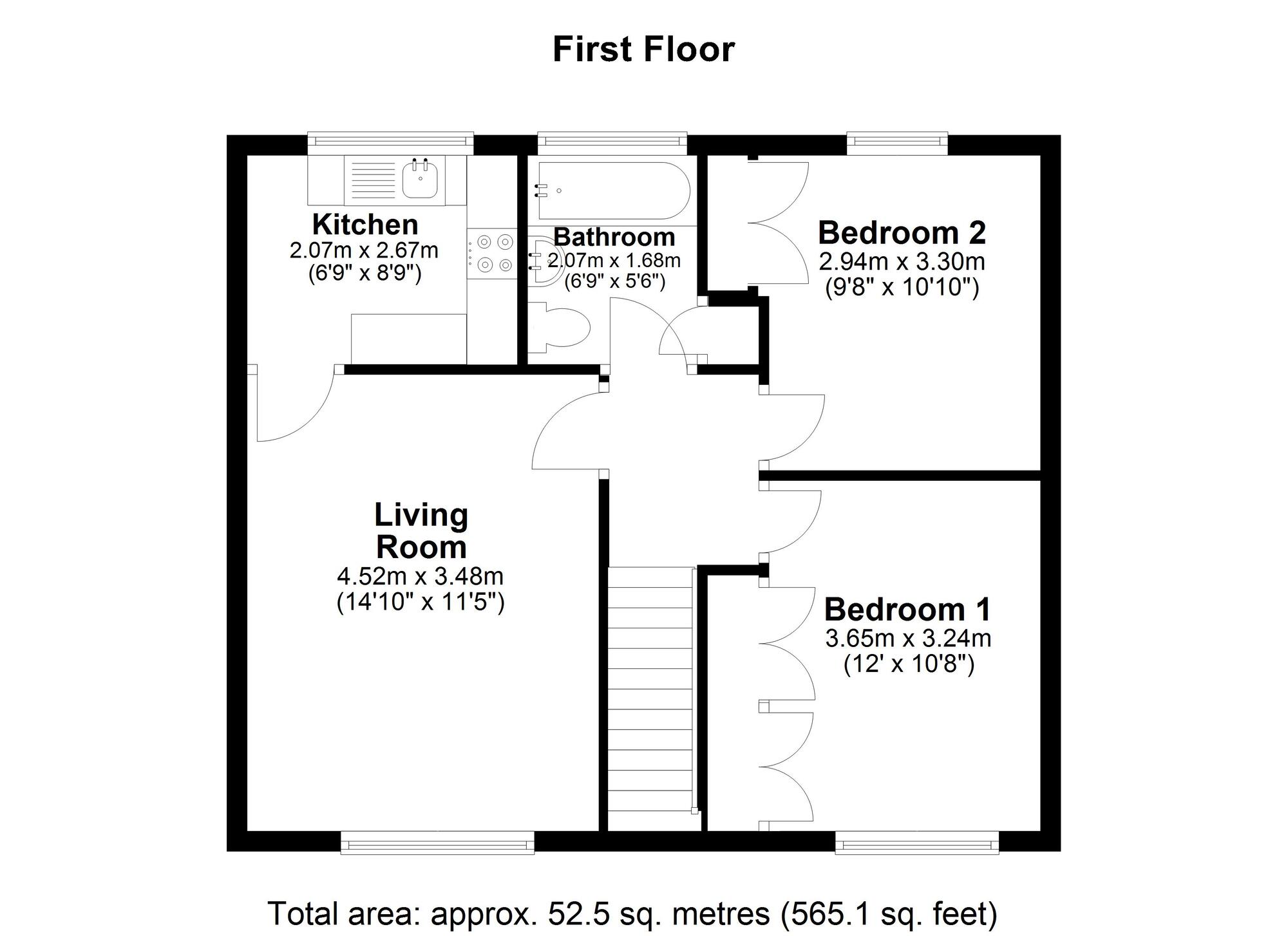 Floorplan of 2 bedroom  Flat for sale, Elmway, Chester Le Street, Durham, DH2