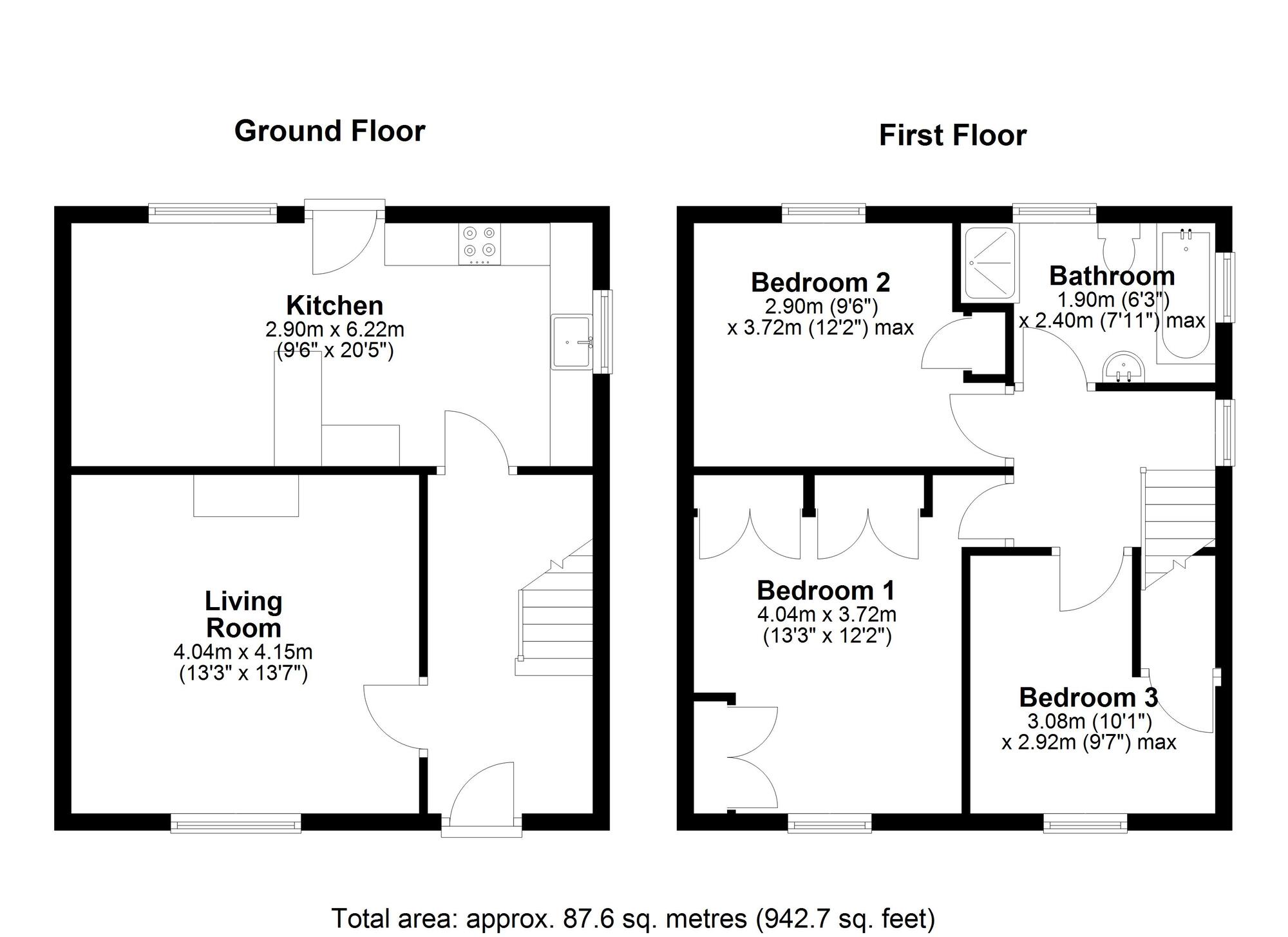 Floorplan of 3 bedroom Semi Detached House for sale, Northlands, Chester Le Street, Durham, DH3