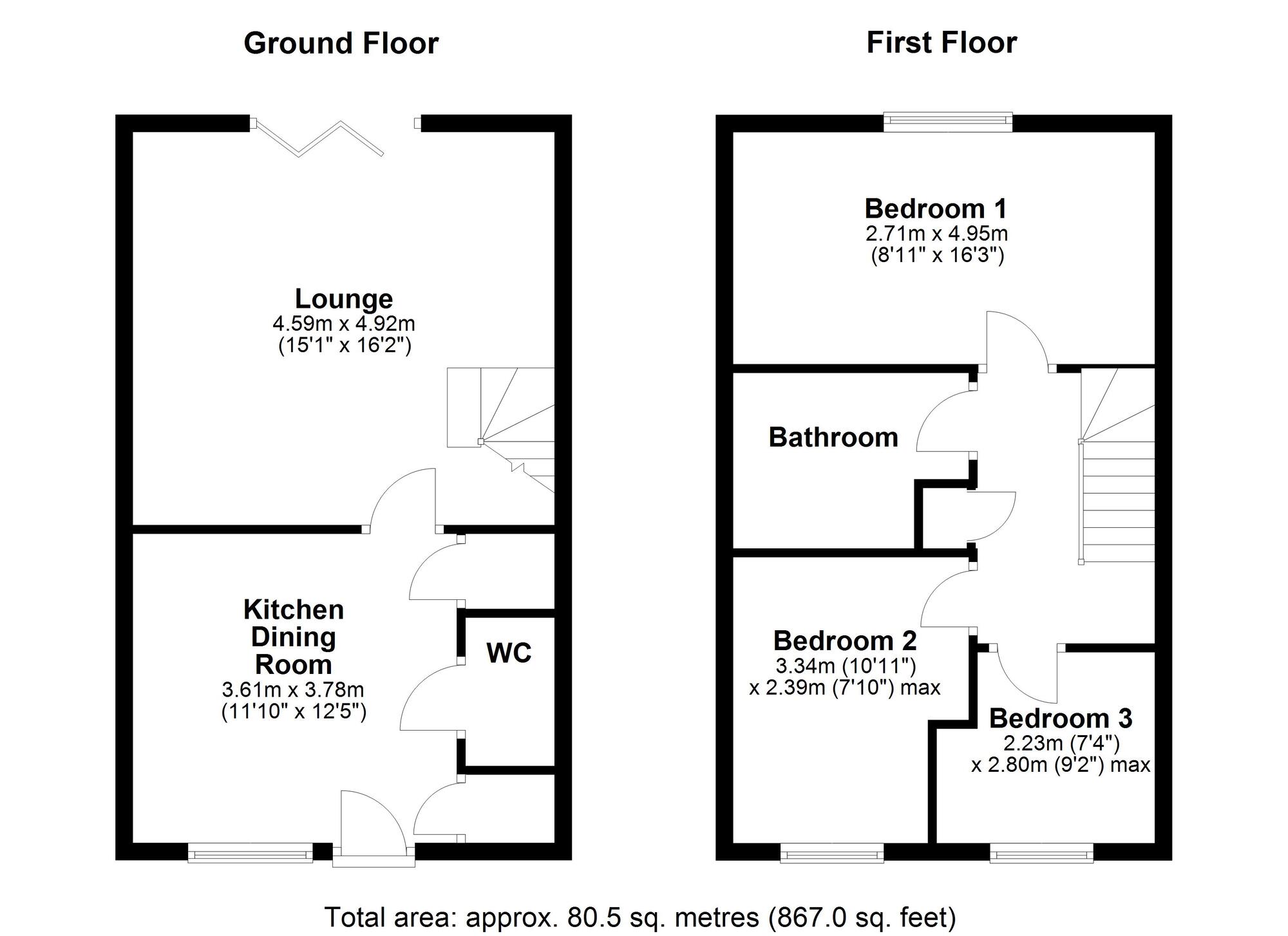 Floorplan of 3 bedroom Semi Detached House for sale, Bede Way, Birtley, Tyne and Wear, DH3