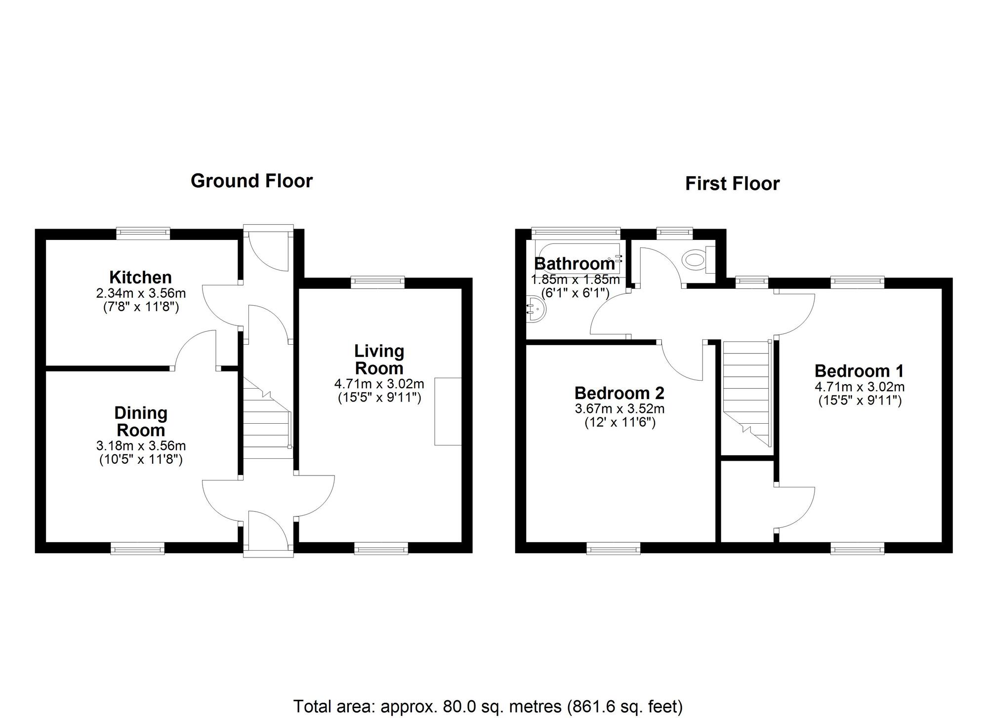 Floorplan of 2 bedroom Semi Detached House for sale, The Avenue, Chester Le Street, Durham, DH2