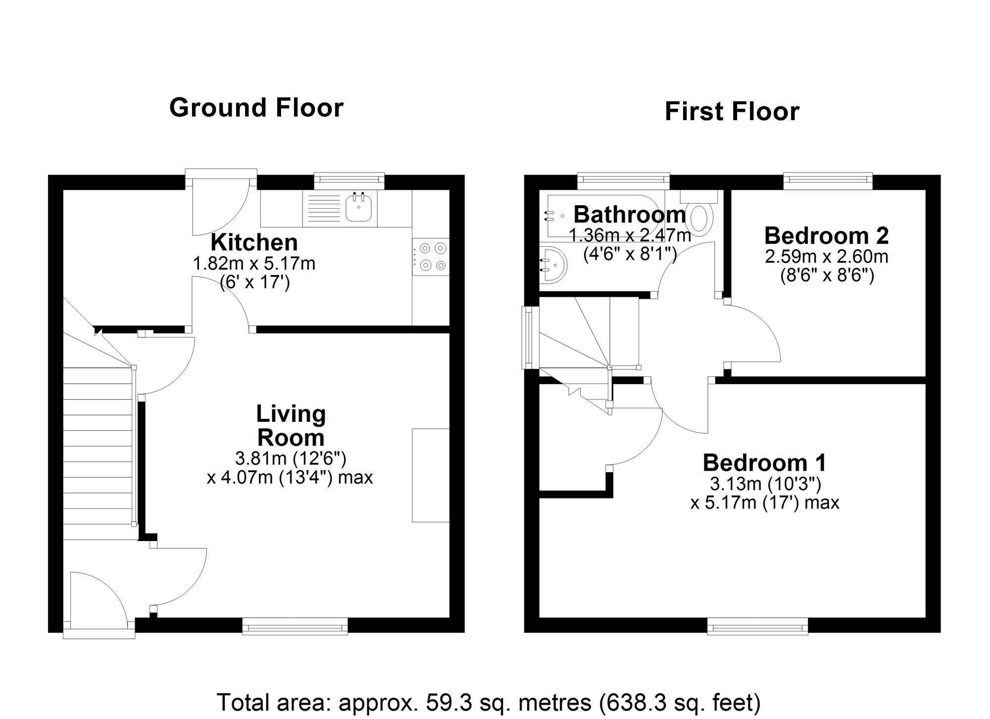 Floorplan of 2 bedroom Semi Detached House for sale, The Parade, Pelton, Durham, DH2