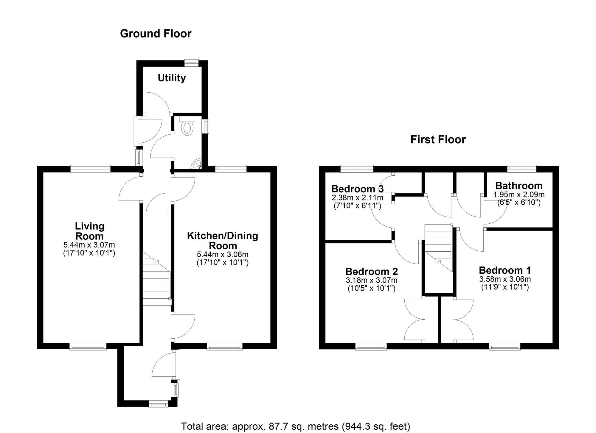 Floorplan of 3 bedroom Mid Terrace House to rent, Wynyard, Chester Le Street, Durham, DH2