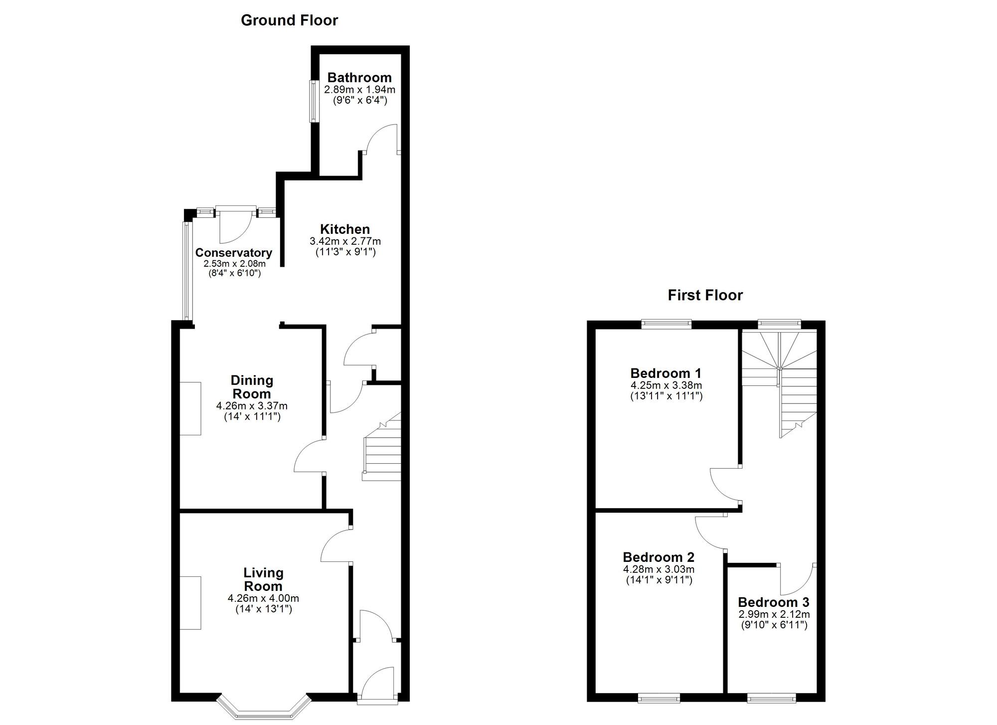 Floorplan of 3 bedroom Mid Terrace House for sale, Lumley Terrace, Chester Le Street, Durham, DH3