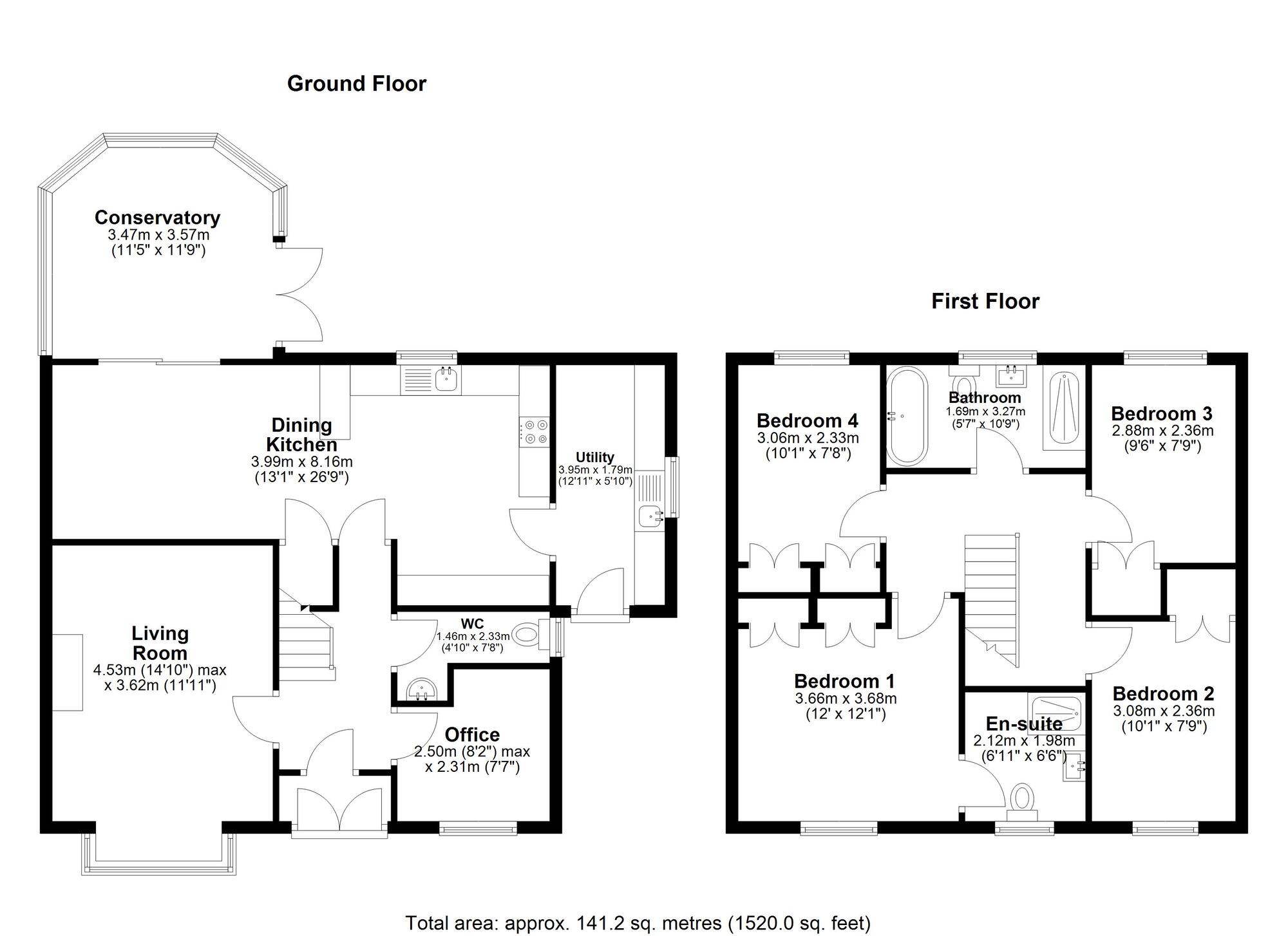 Floorplan of 4 bedroom Detached House for sale, Hutton Close, Chester Le Street, Durham, DH3