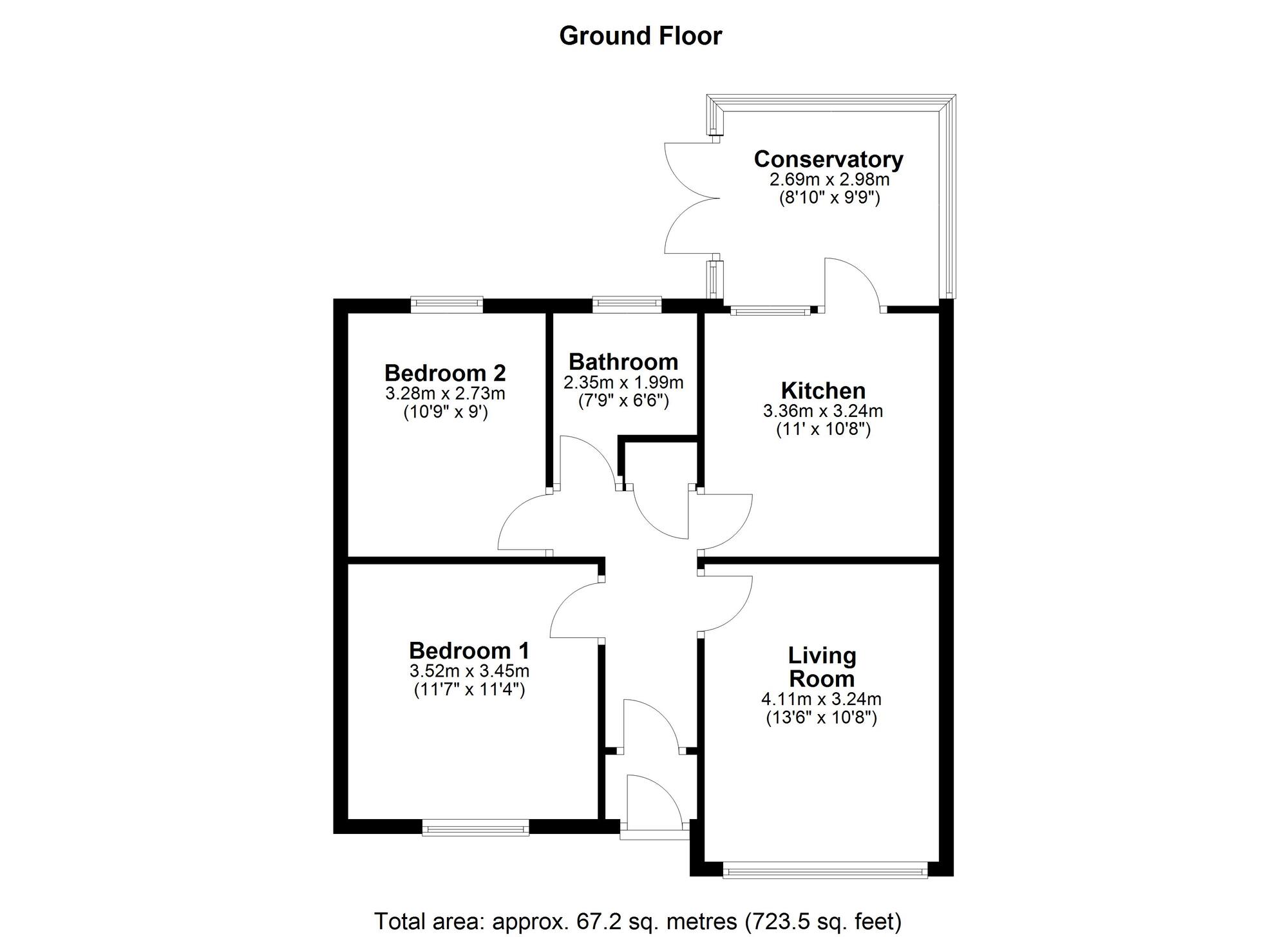 Floorplan of 2 bedroom Semi Detached Bungalow for sale, Leander Avenue, Chester Le Street, Durham, DH3