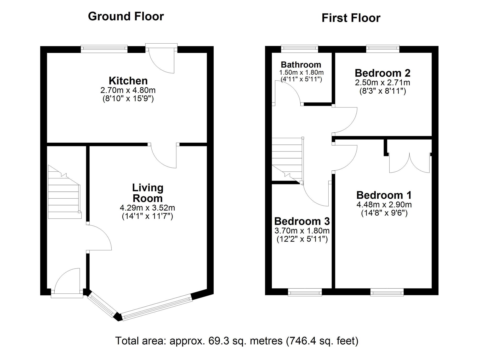 Floorplan of 3 bedroom Mid Terrace House for sale, York Road, Birtley, Tyne and Wear, DH3