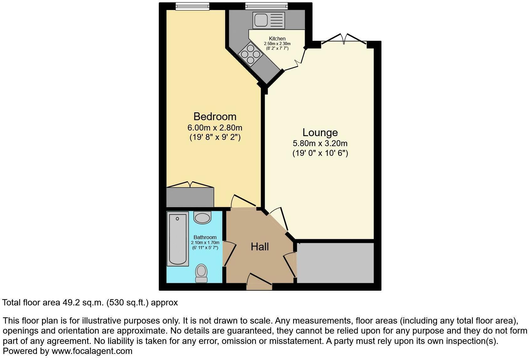 Floorplan of 1 bedroom  Flat for sale, Newcastle Road, Chester Le Street, Durham, DH3