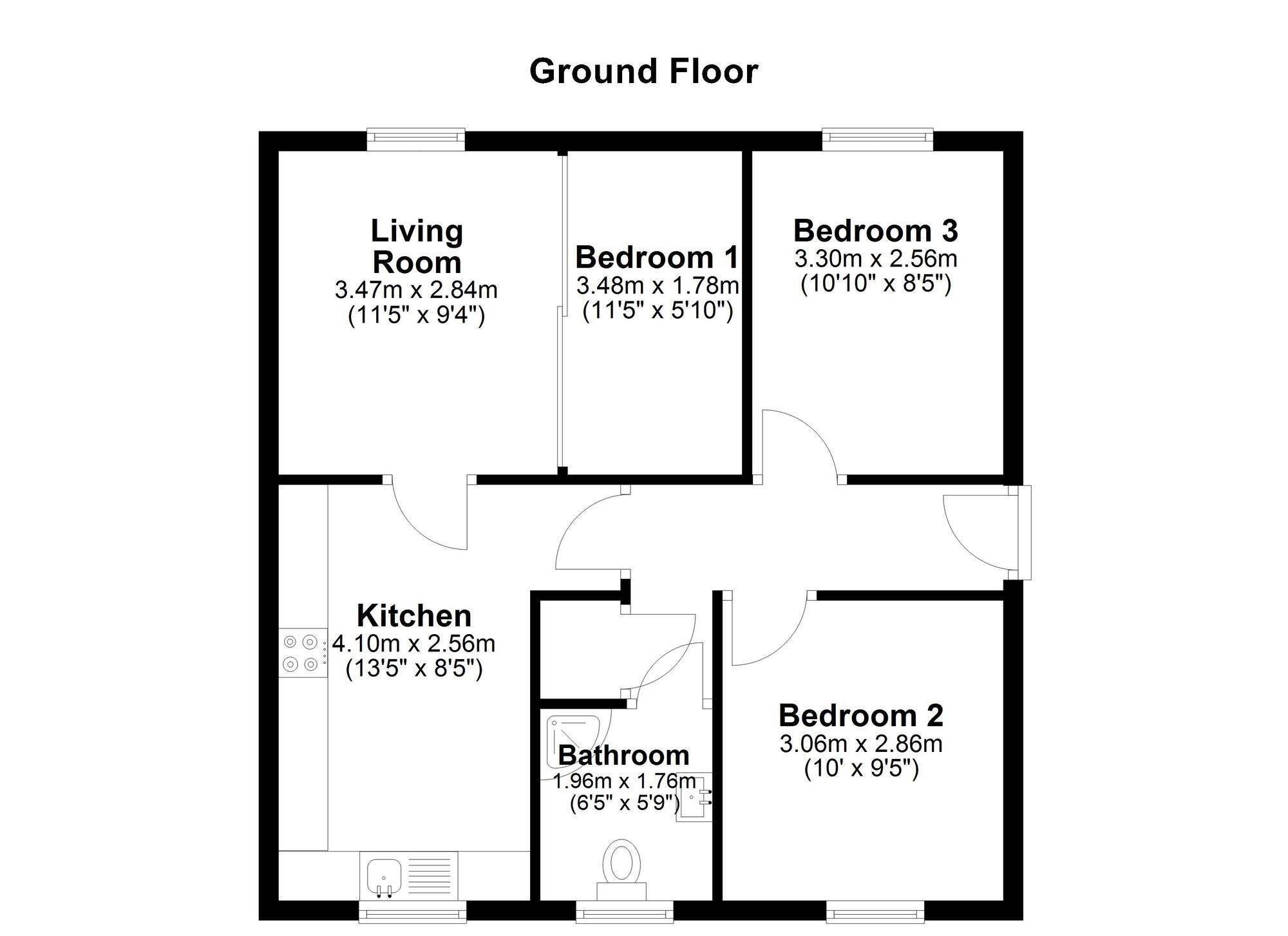 Floorplan of 3 bedroom  Flat for sale, Highfield Rise, Chester Le Street, Durham, DH3