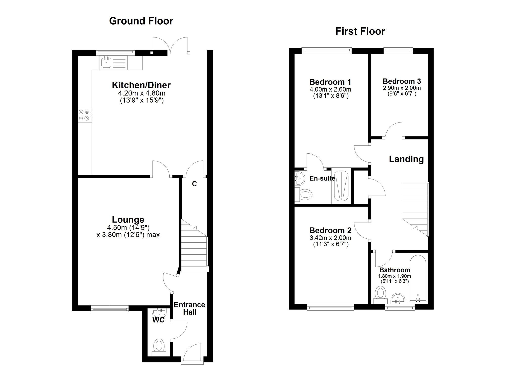 Floorplan of 3 bedroom End Terrace House for sale, Greenland Mews, Pelton Fell, Durham, DH2