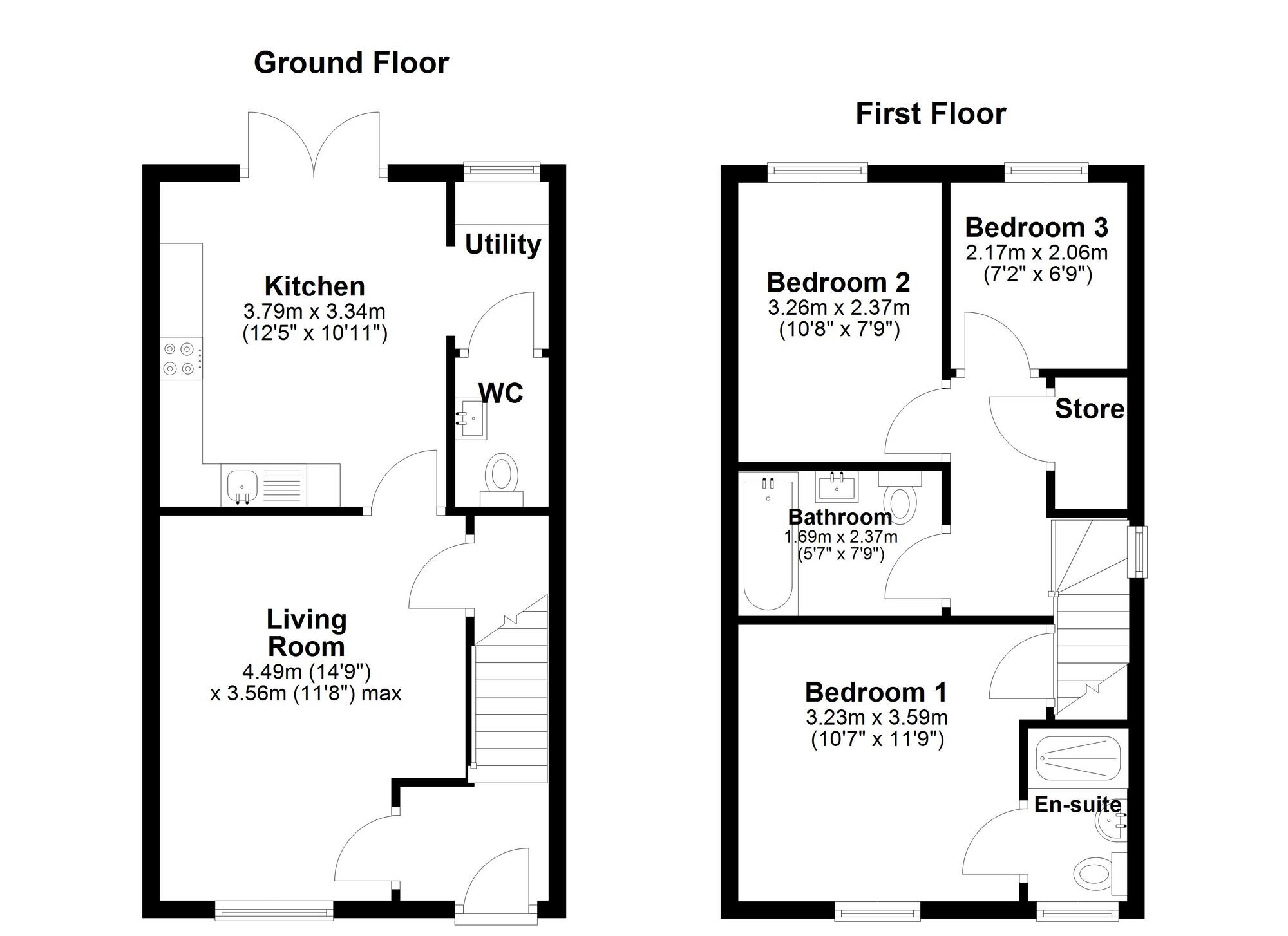 Floorplan of 3 bedroom Semi Detached House for sale, Alder Close, Pelton, Chester-Le-Street, DH2