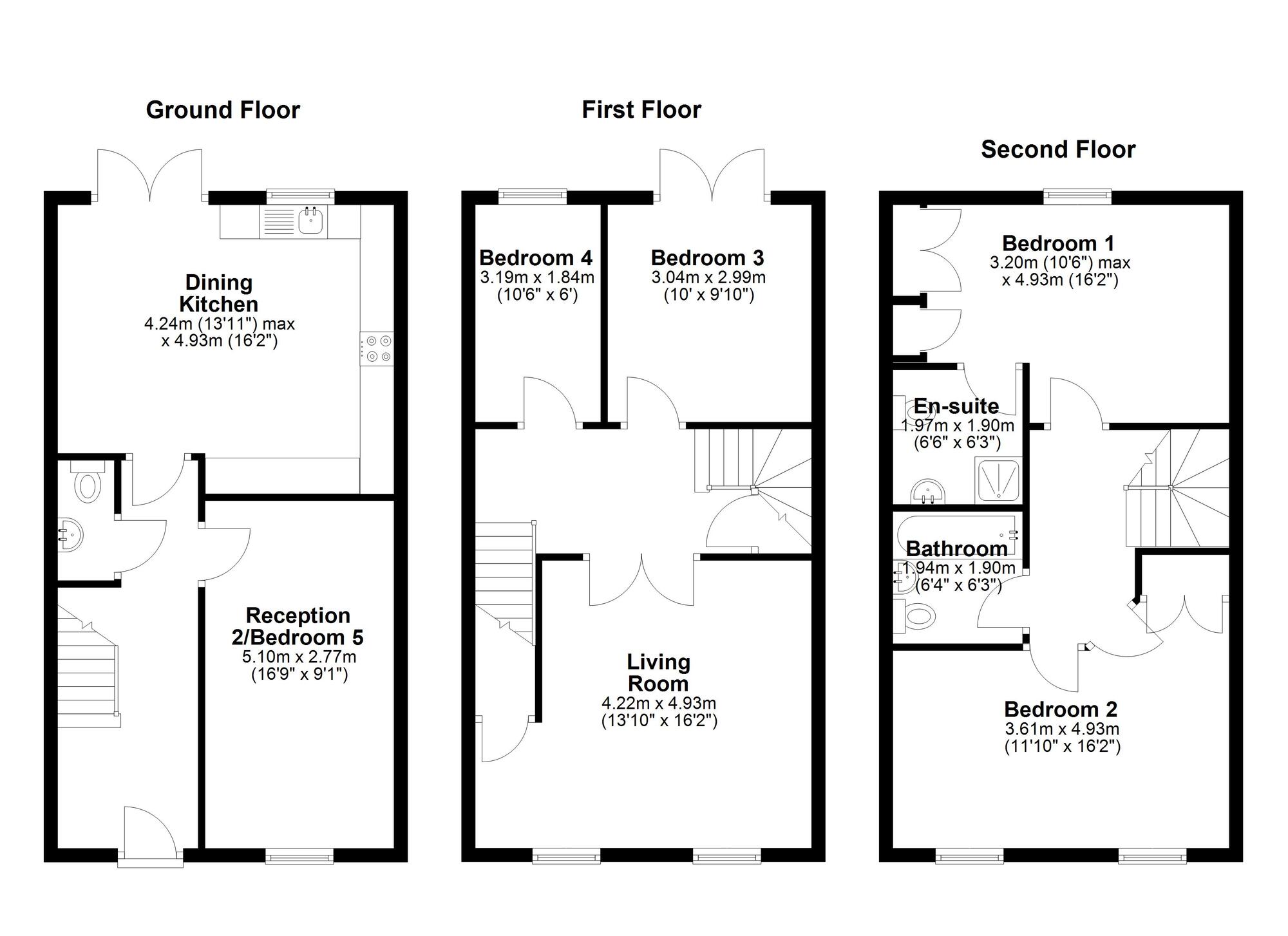 Floorplan of 5 bedroom End Terrace House for sale, Greenhills, Quaking Houses, Durham, DH9