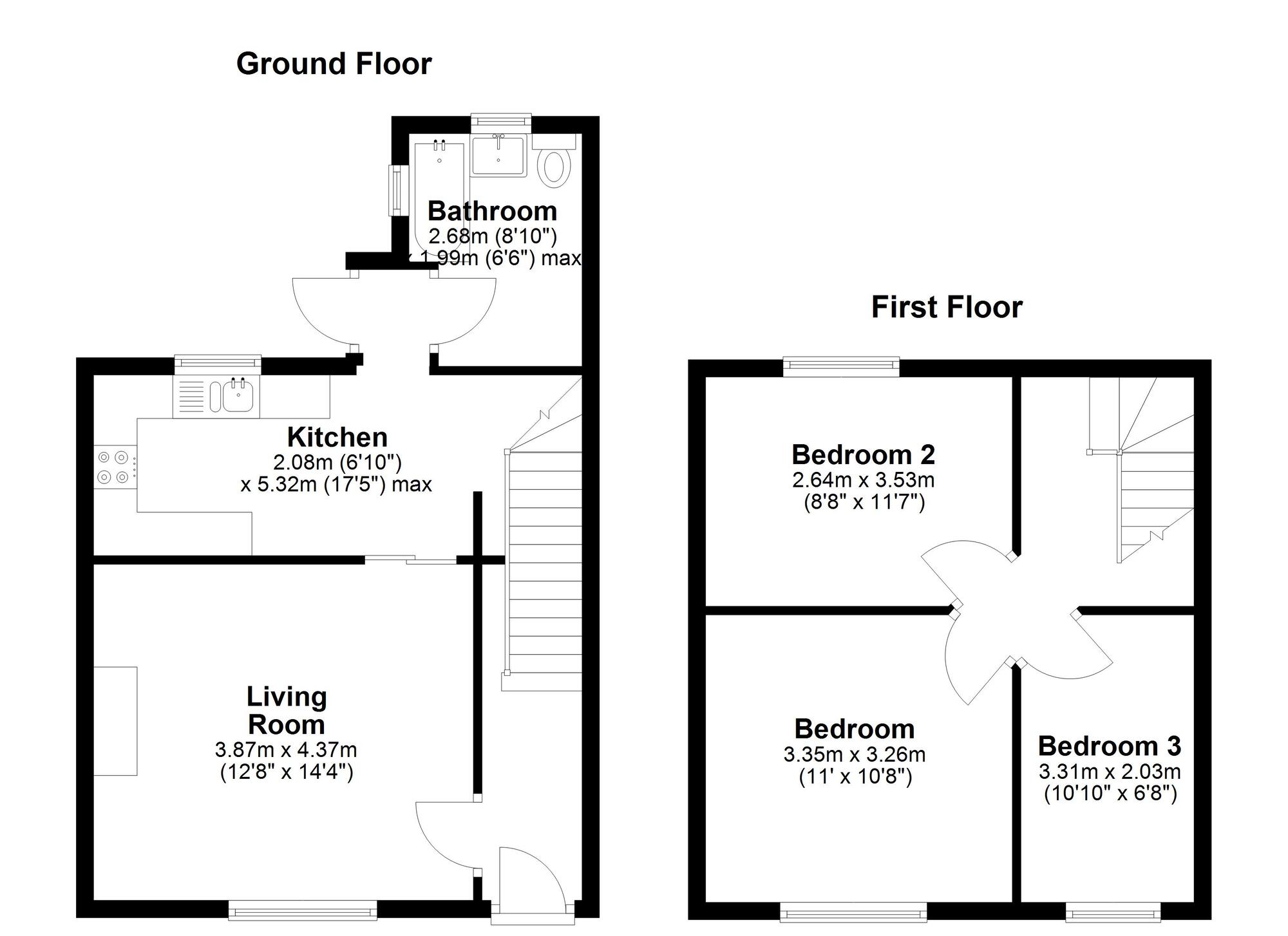 Floorplan of 3 bedroom Mid Terrace House for sale, East Avenue, Chester Moor, Durham, DH2