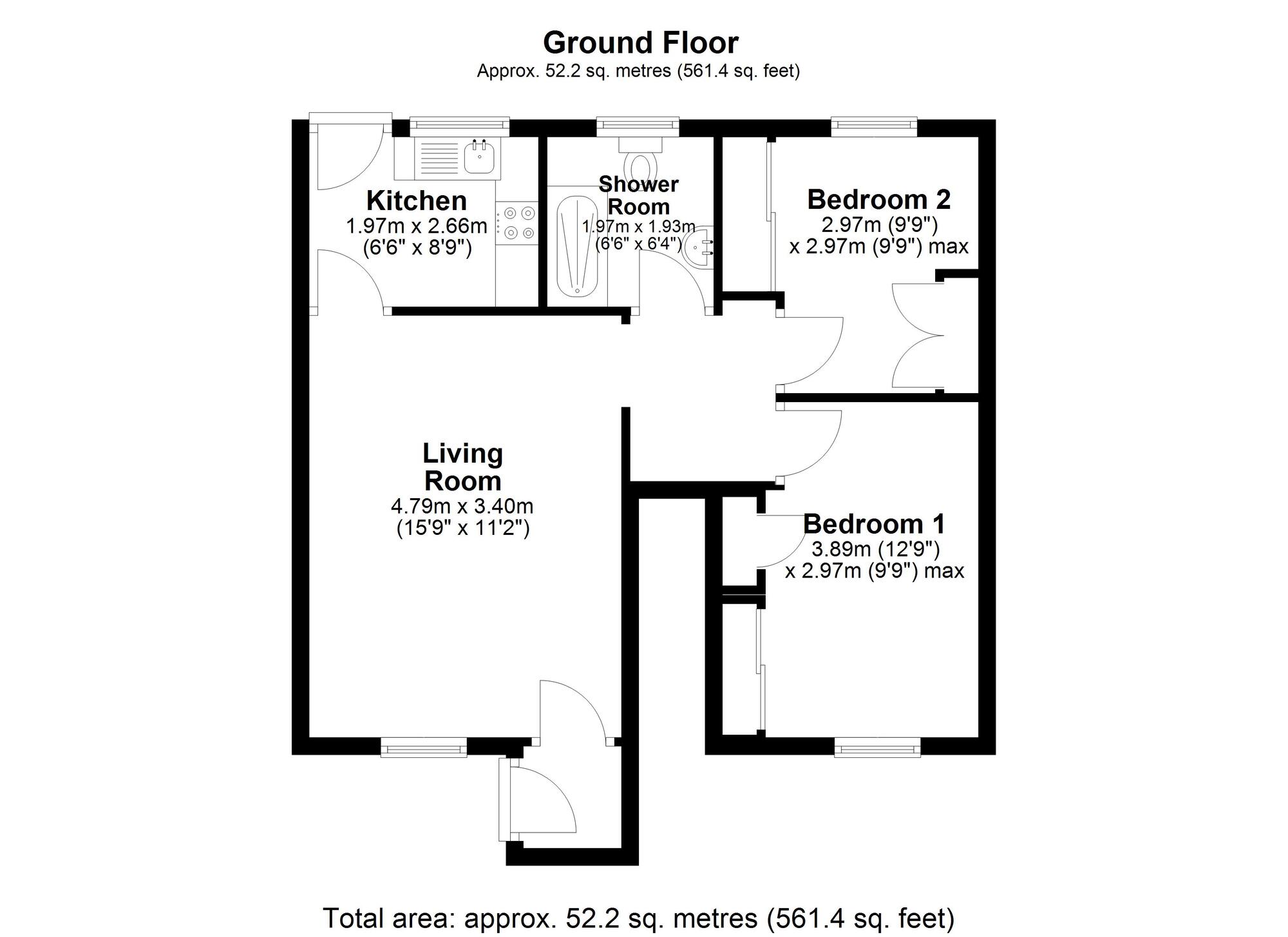 Floorplan of 2 bedroom  Flat for sale, Middleham Close, Ouston, Durham, DH2