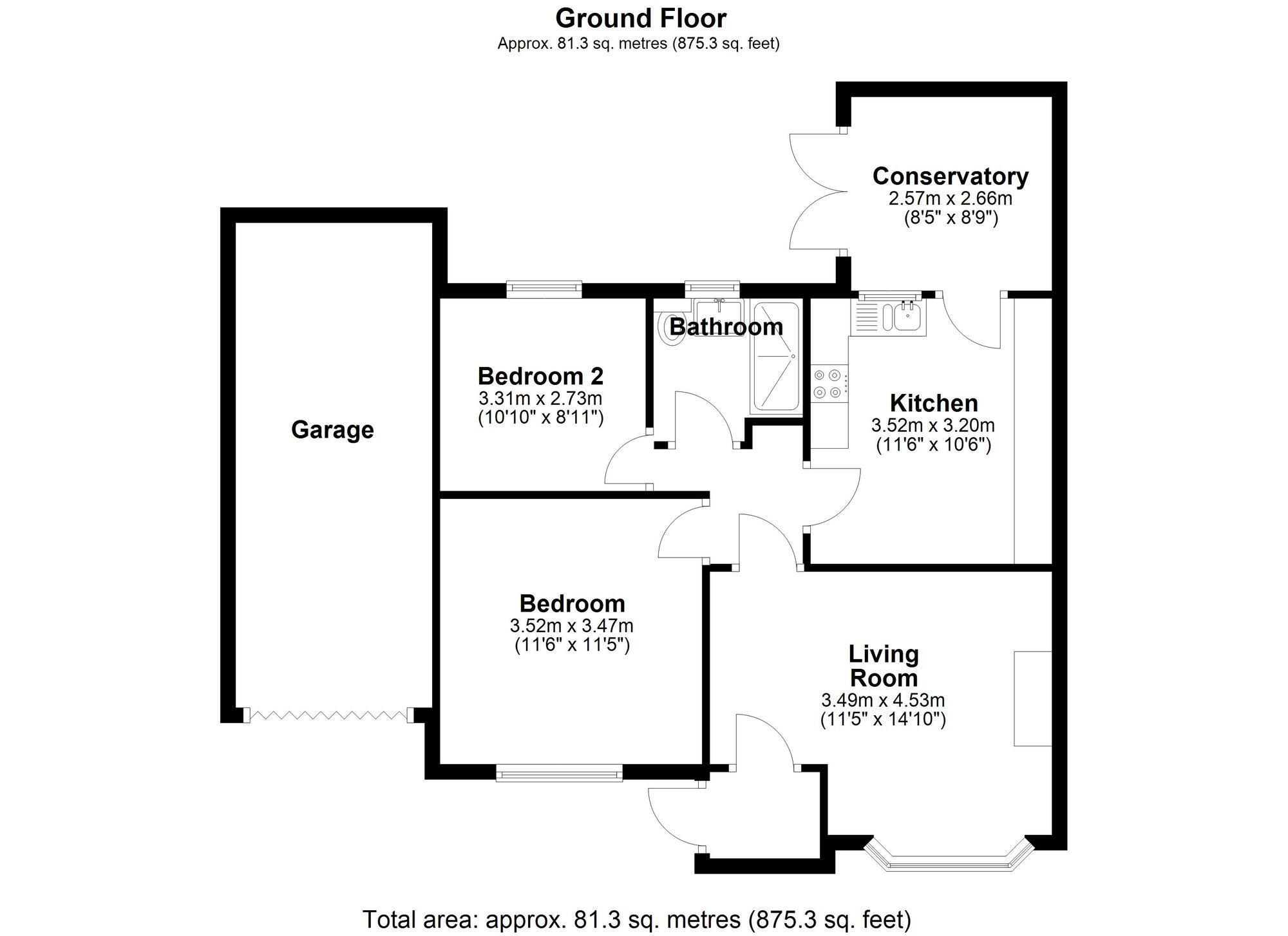 Floorplan of 2 bedroom Semi Detached Bungalow for sale, Leander Avenue, Chester Le Street, Durham, DH3