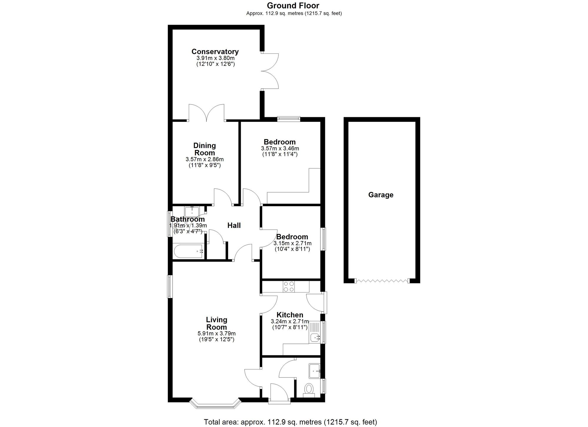 Floorplan of 3 bedroom Detached Bungalow for sale, Lesbury Close, Chester Le Street, Durham, DH2