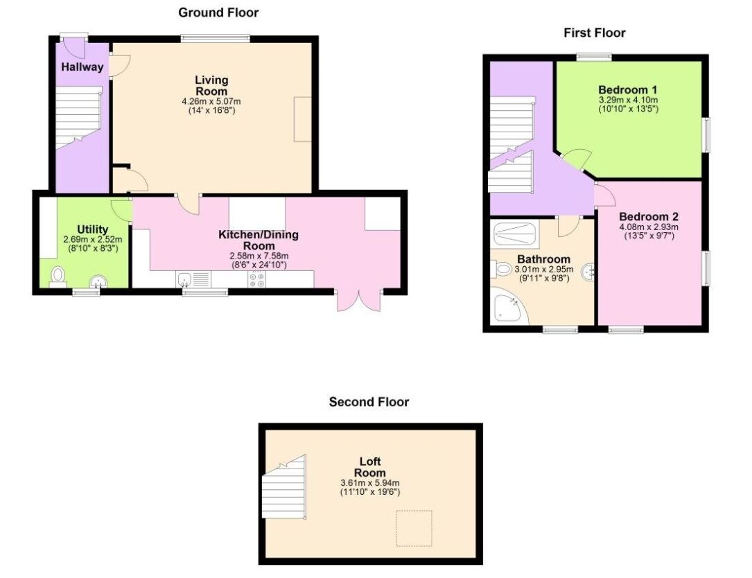 Floorplan of 2 bedroom End Terrace House for sale, Gardiner Crescent, Pelton Fell, Durham, DH2