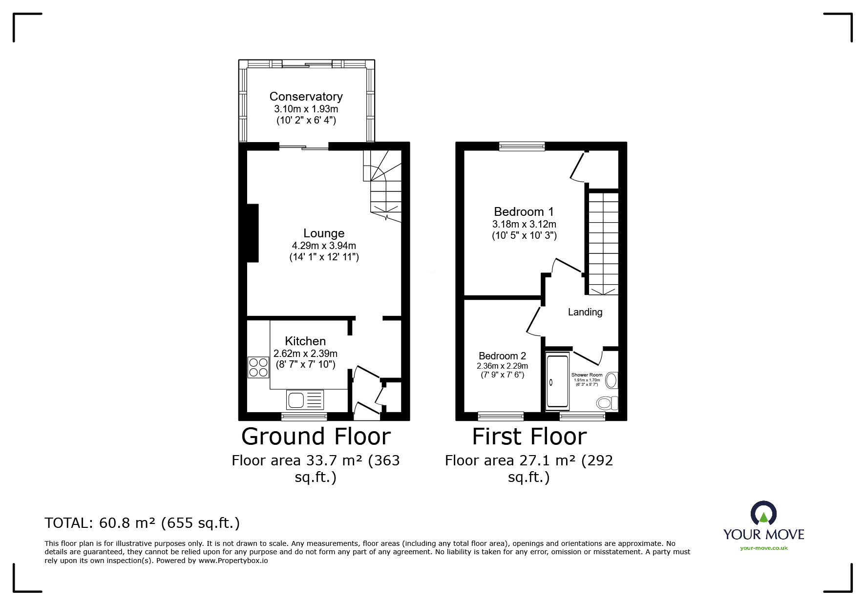 Floorplan of 2 bedroom Mid Terrace House for sale, Marston Way, Heather, Leicestershire, LE67