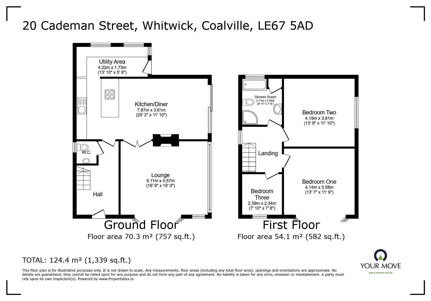 Floorplan of 3 bedroom Detached House for sale, Cademan Street, Whitwick, Leicestershire, LE67